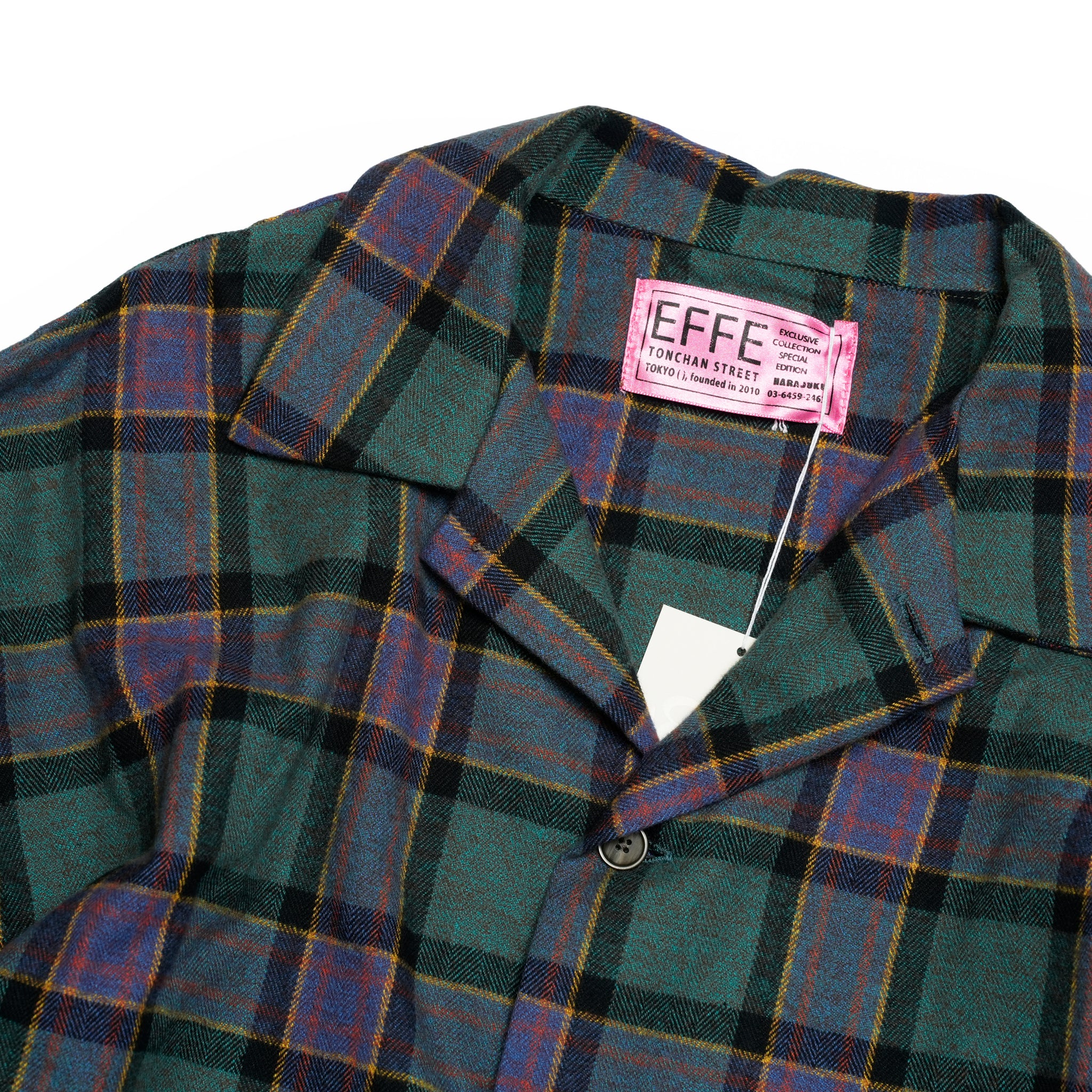 ef404-20 | Check button sleeve shirts | Color:Green Check【EFFECTEN_エフェクテン】