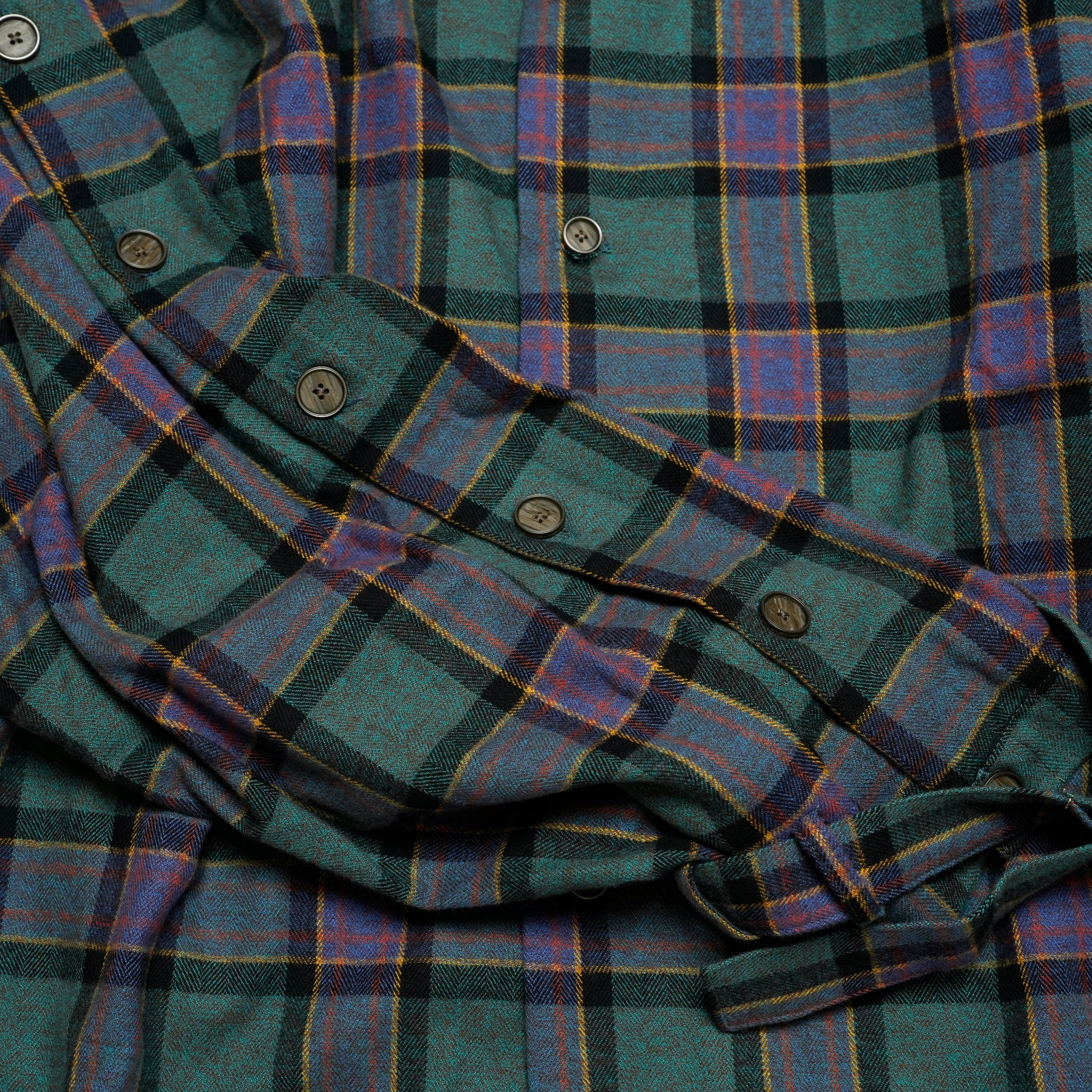 ef404-20 | Check button sleeve shirts | Color:Green Check【EFFECTEN_エフェクテン】