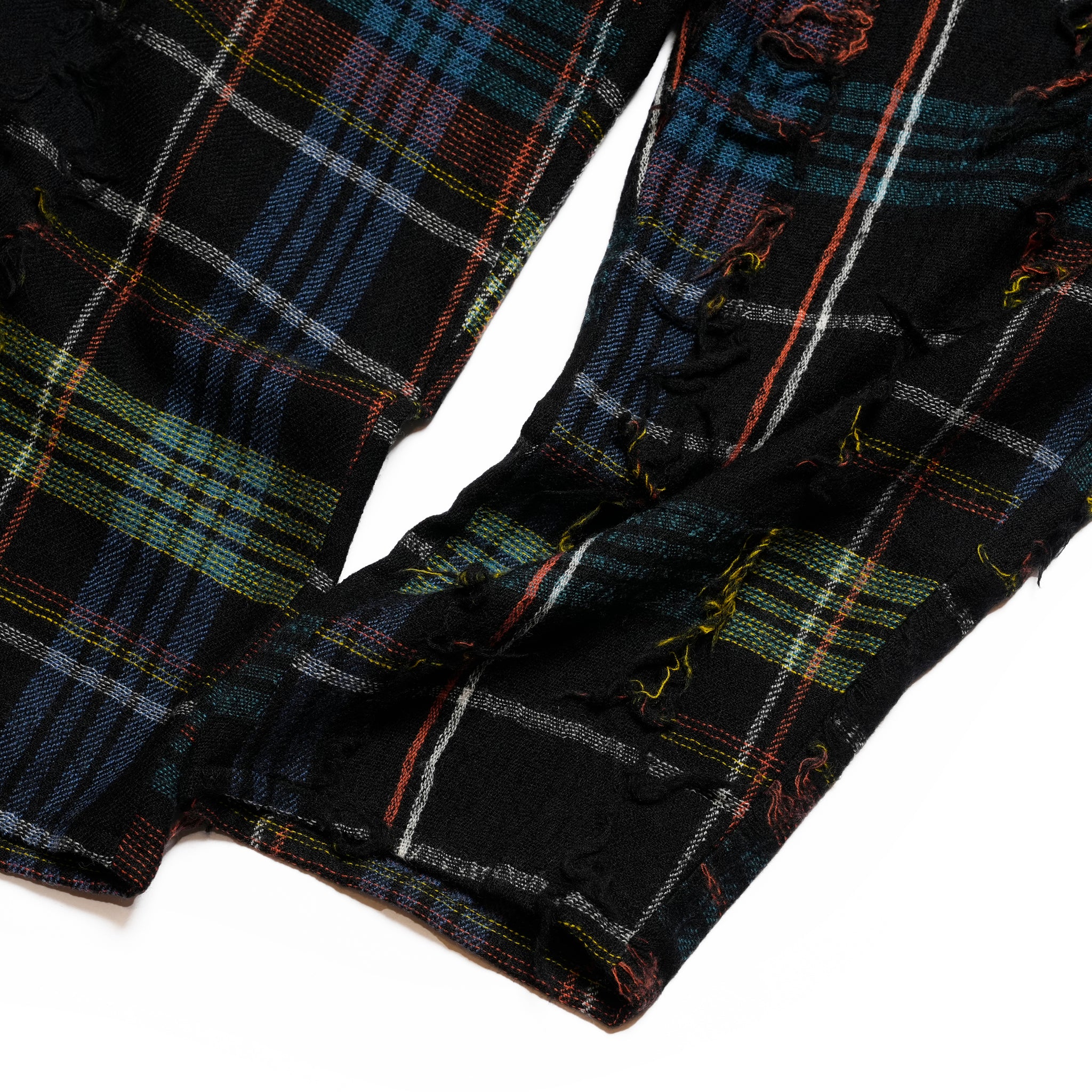 FRINGE WOOL CHECK WIDE SLACKS | Color_Black | No_sf25aw-03_black【STOF_ストフ】