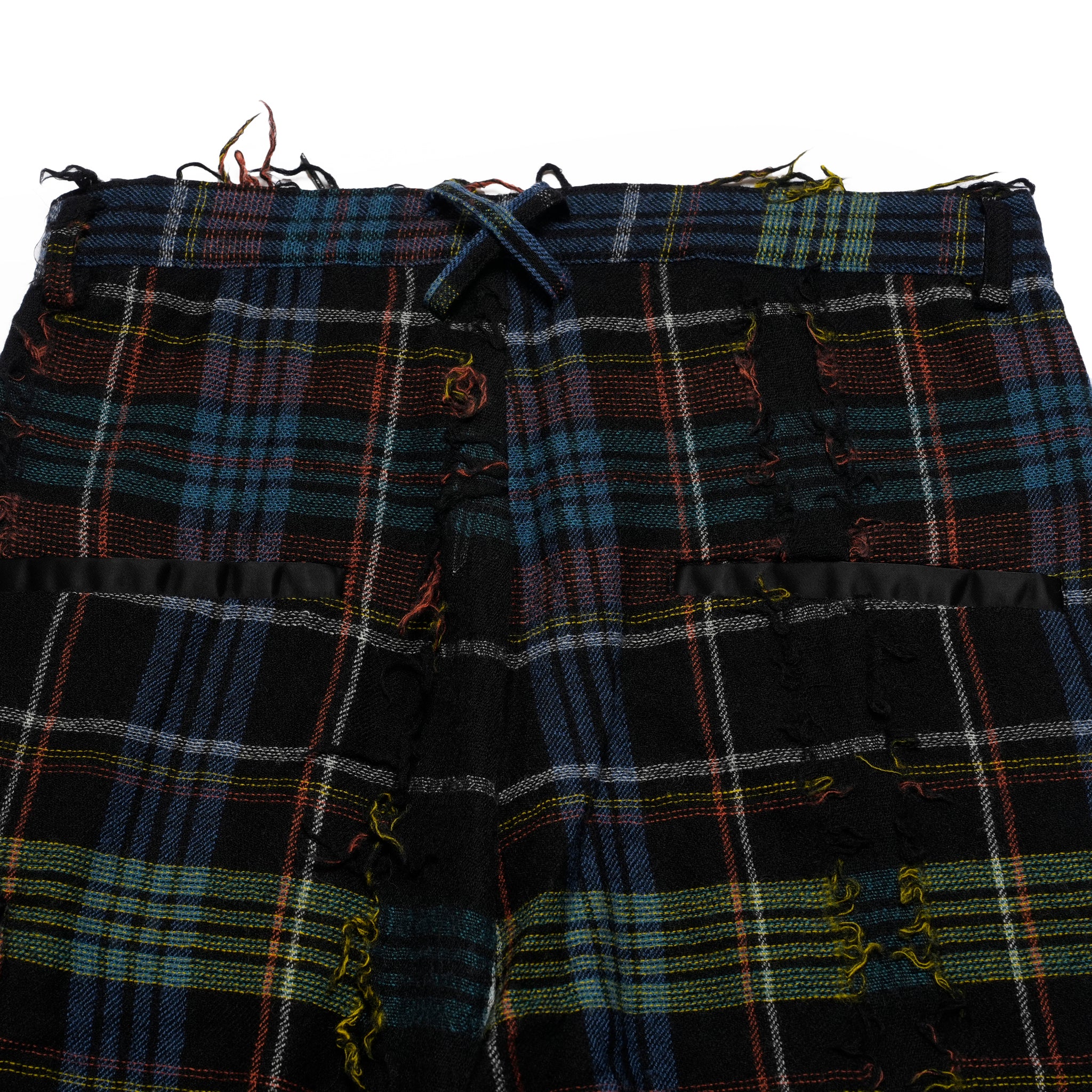 FRINGE WOOL CHECK WIDE SLACKS | Color_Black | No_sf25aw-03_black【STOF_ストフ】