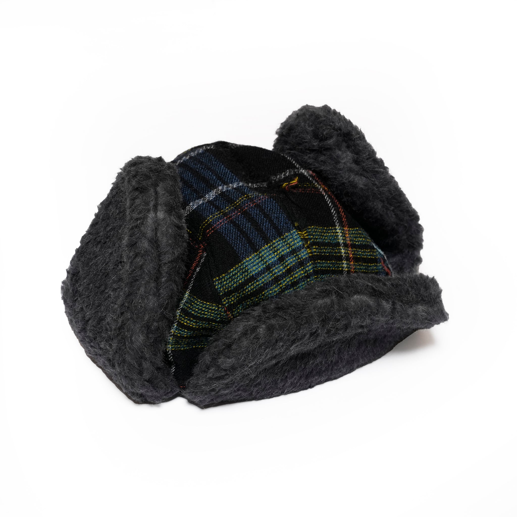 FRINGE WOOL CHECK RUSSIAN CAP  | Color_Black | No_sf25aw-23_black【STOF_ストフ】