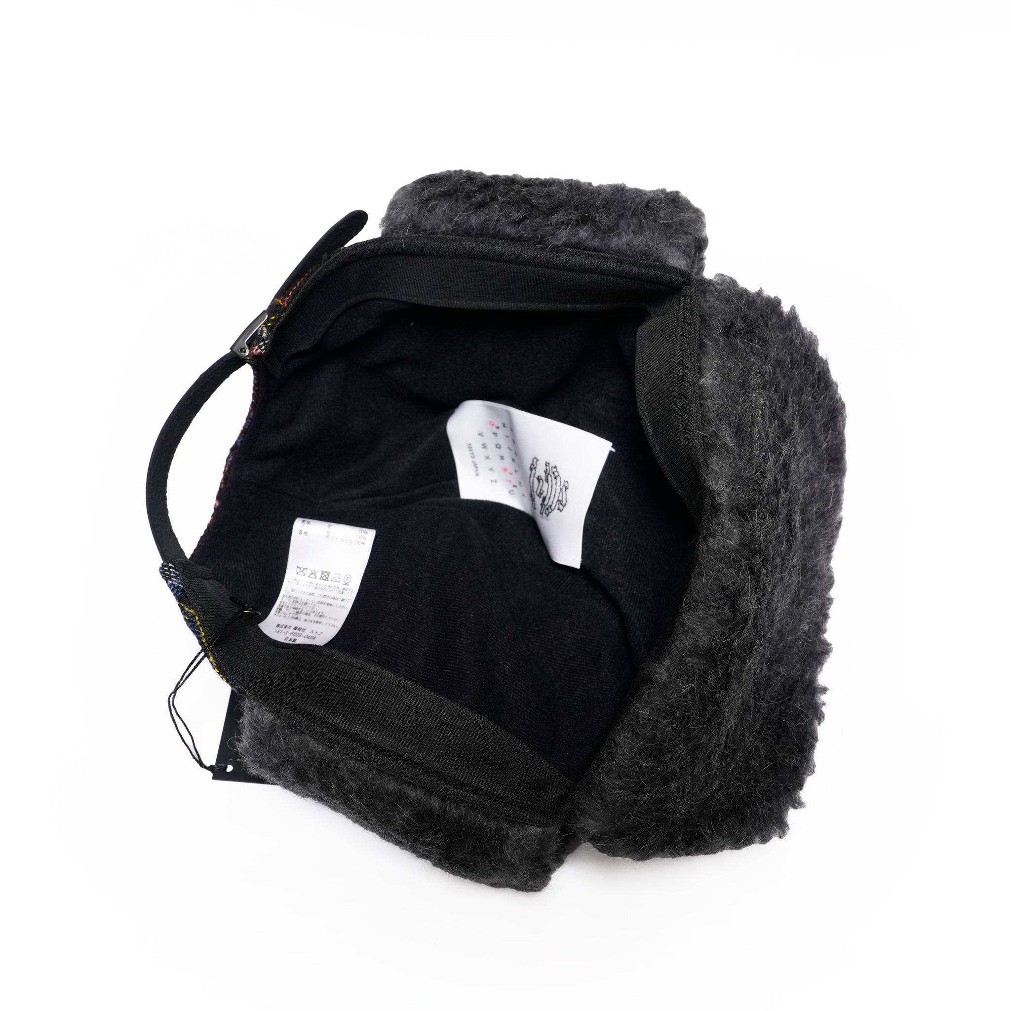 FRINGE WOOL CHECK RUSSIAN CAP  | Color_Black | No_sf25aw-23_black【STOF_ストフ】