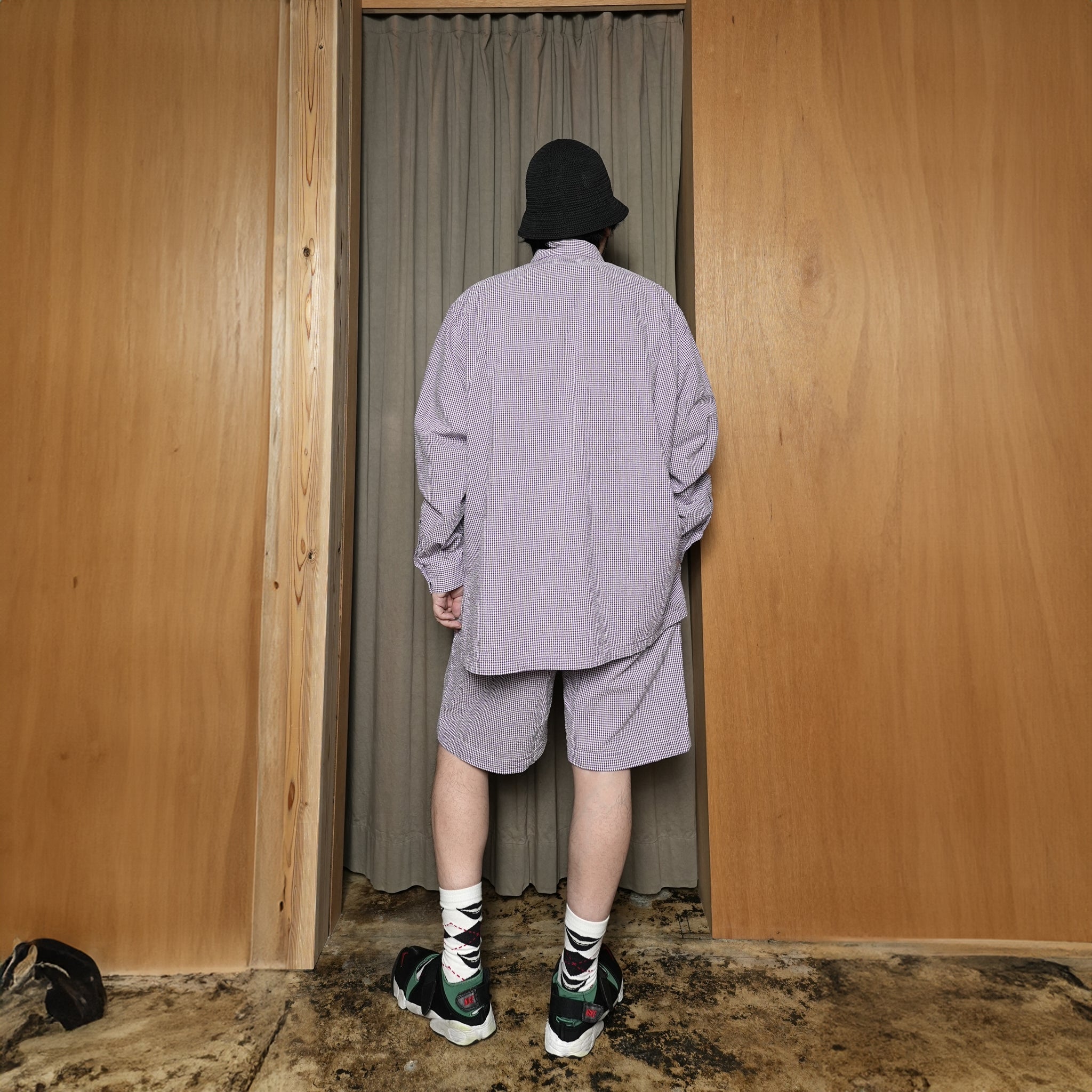No:BES-03_A | Name:BAGS EASY SHORT PANTS-SOCCER GINGHAM | Color:Purple【CATTA_カッタ】
