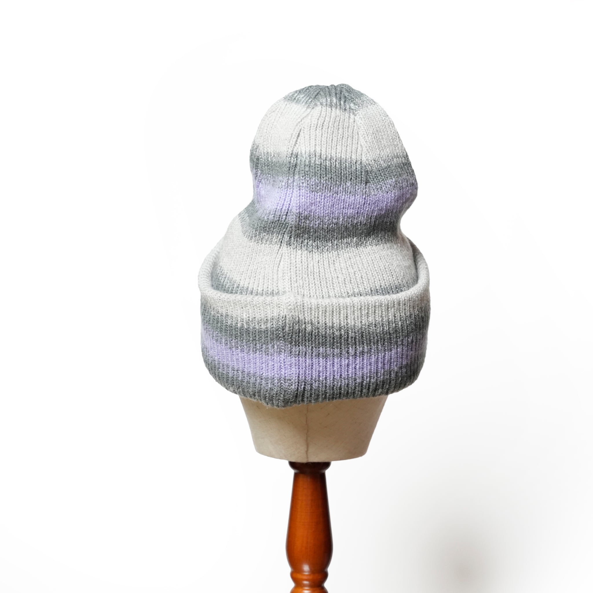 Reversible Ombre Border Knit Cap | Color_Beige / Brown / Pink / Gray  | No_rl-25-029w【RACAL_ラカル】【ネコポス選択可能】