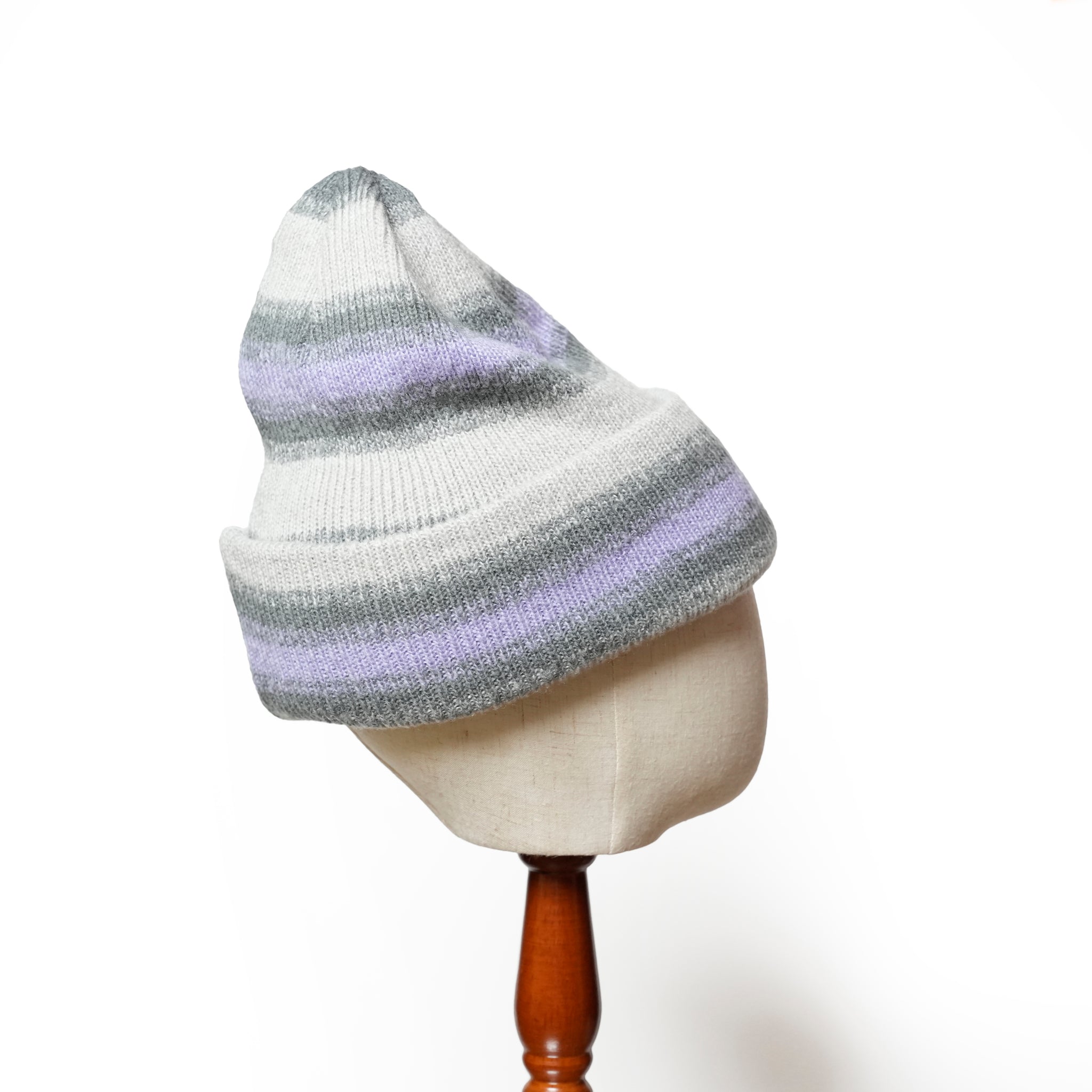 Reversible Ombre Border Knit Cap | Color_Beige / Brown / Pink / Gray  | No_rl-25-029w【RACAL_ラカル】【ネコポス選択可能】