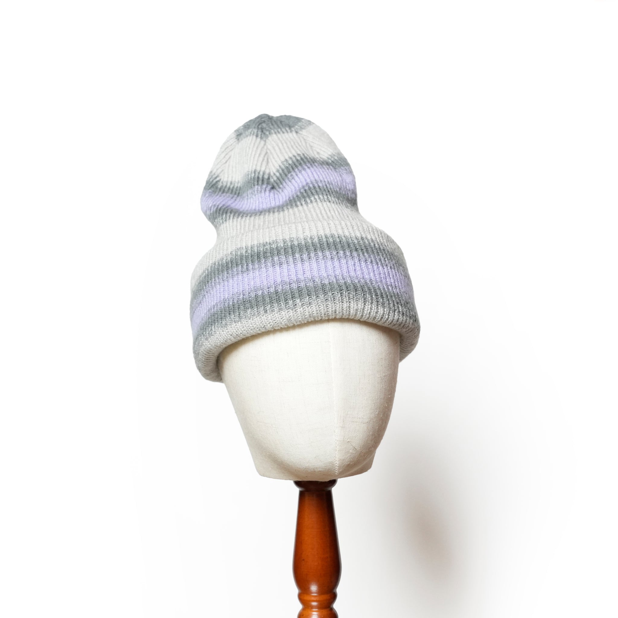 Reversible Ombre Border Knit Cap | Color_Beige / Brown / Pink / Gray  | No_rl-25-029w【RACAL_ラカル】【ネコポス選択可能】