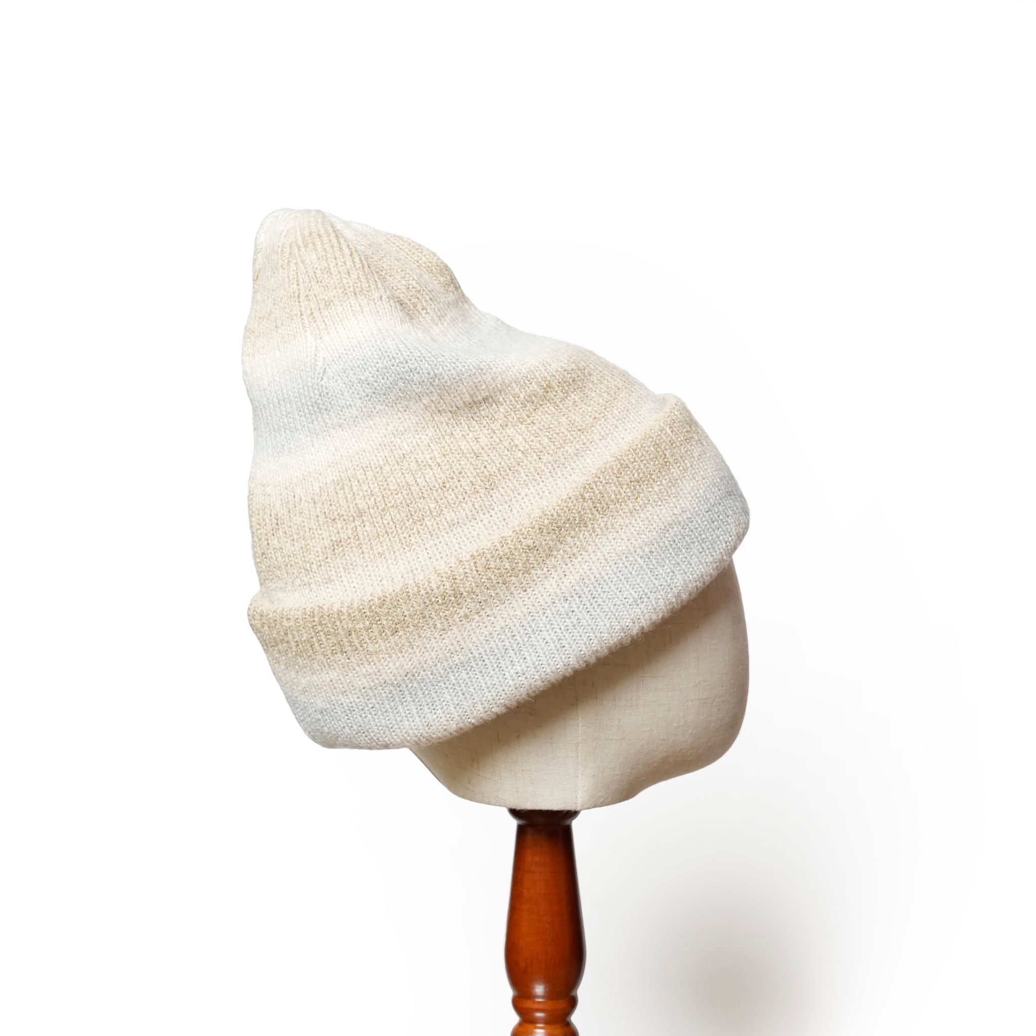 Reversible Ombre Border Knit Cap | Color_Beige / Brown / Pink / Gray  | No_rl-25-029w【RACAL_ラカル】【ネコポス選択可能】