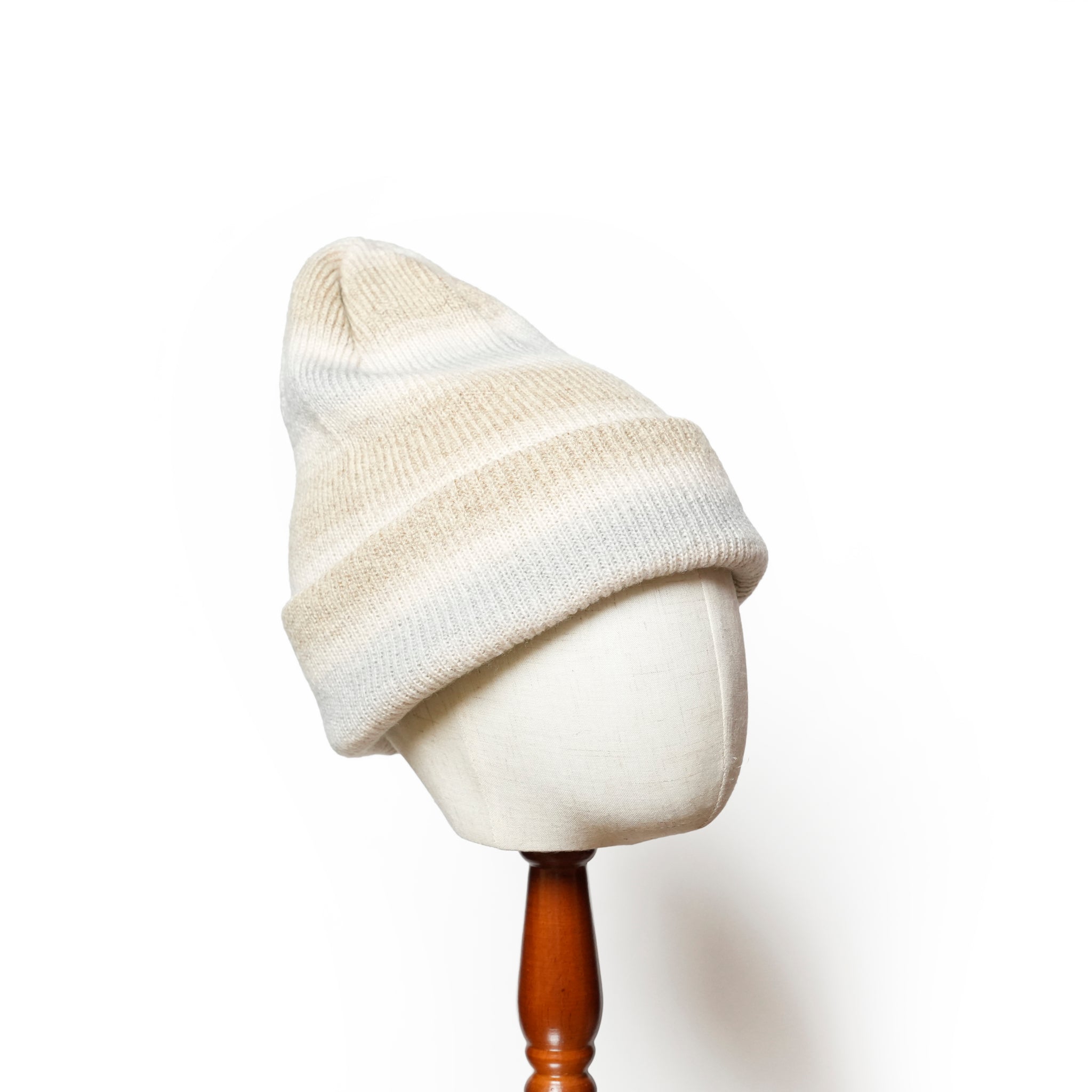 Reversible Ombre Border Knit Cap | Color_Beige / Brown / Pink / Gray  | No_rl-25-029w【RACAL_ラカル】【ネコポス選択可能】