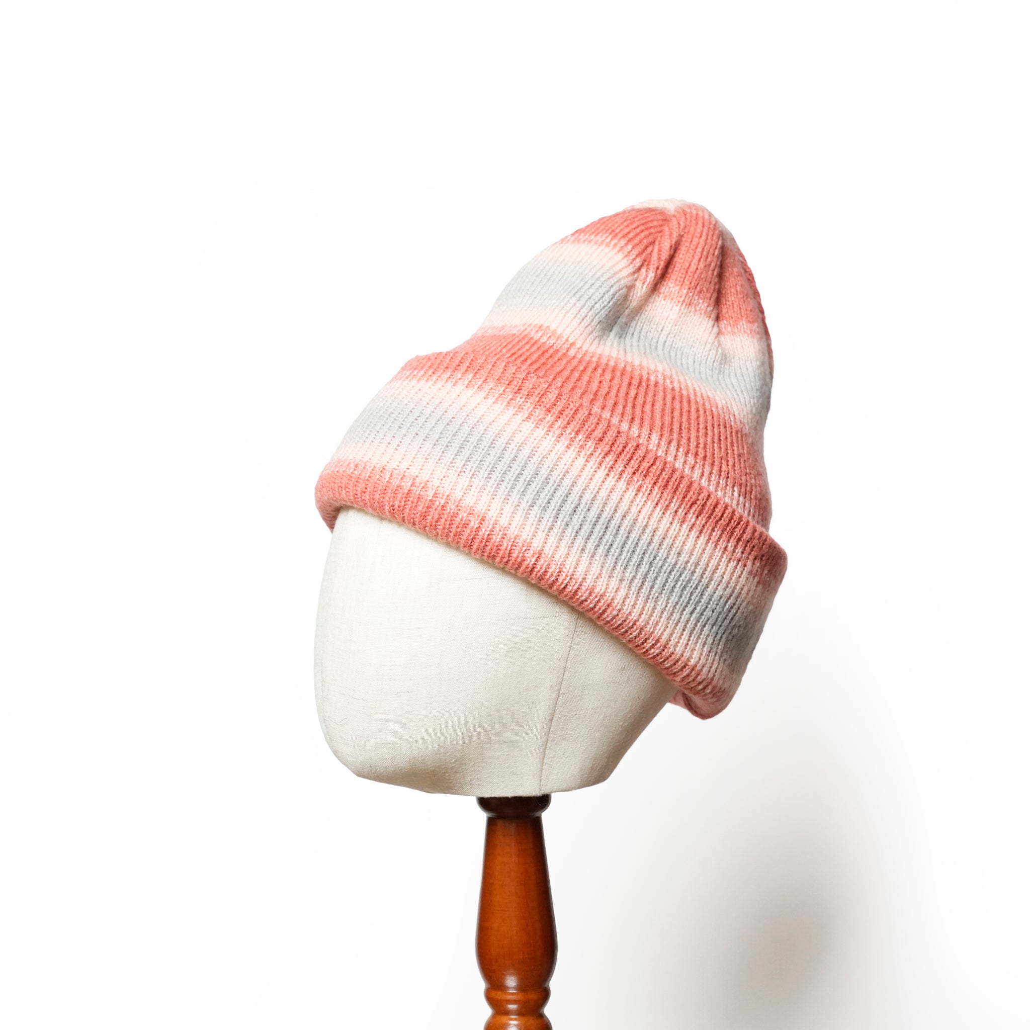 Reversible Ombre Border Knit Cap | Color_Beige / Brown / Pink / Gray  | No_rl-25-029w【RACAL_ラカル】【ネコポス選択可能】