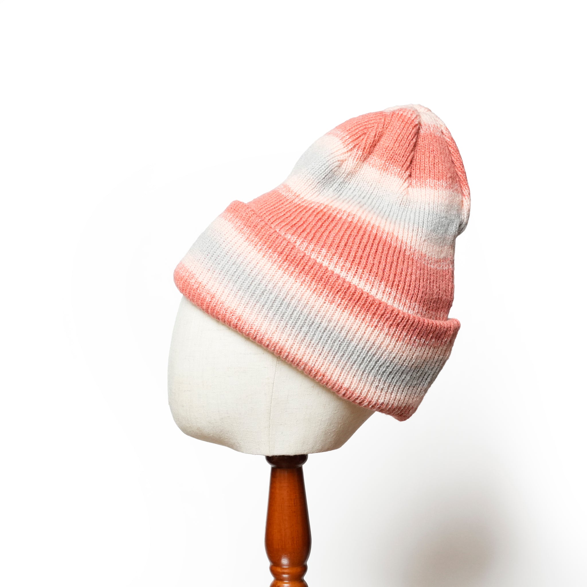Reversible Ombre Border Knit Cap | Color_Beige / Brown / Pink / Gray  | No_rl-25-029w【RACAL_ラカル】【ネコポス選択可能】
