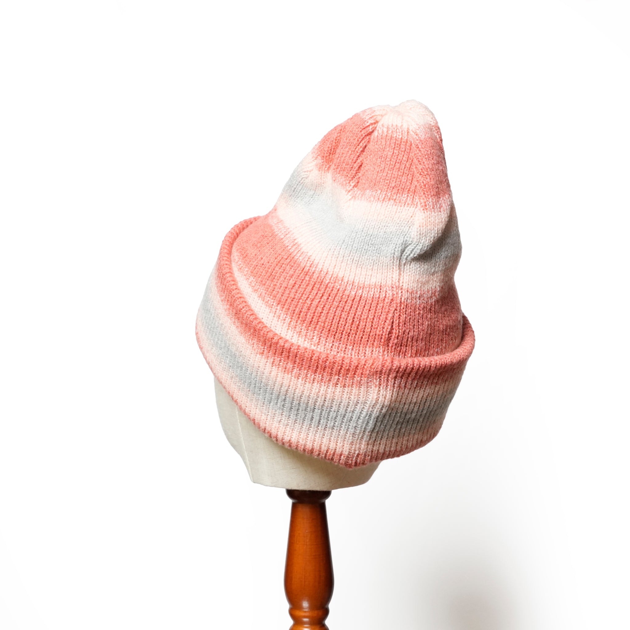 Reversible Ombre Border Knit Cap | Color_Beige / Brown / Pink / Gray  | No_rl-25-029w【RACAL_ラカル】【ネコポス選択可能】