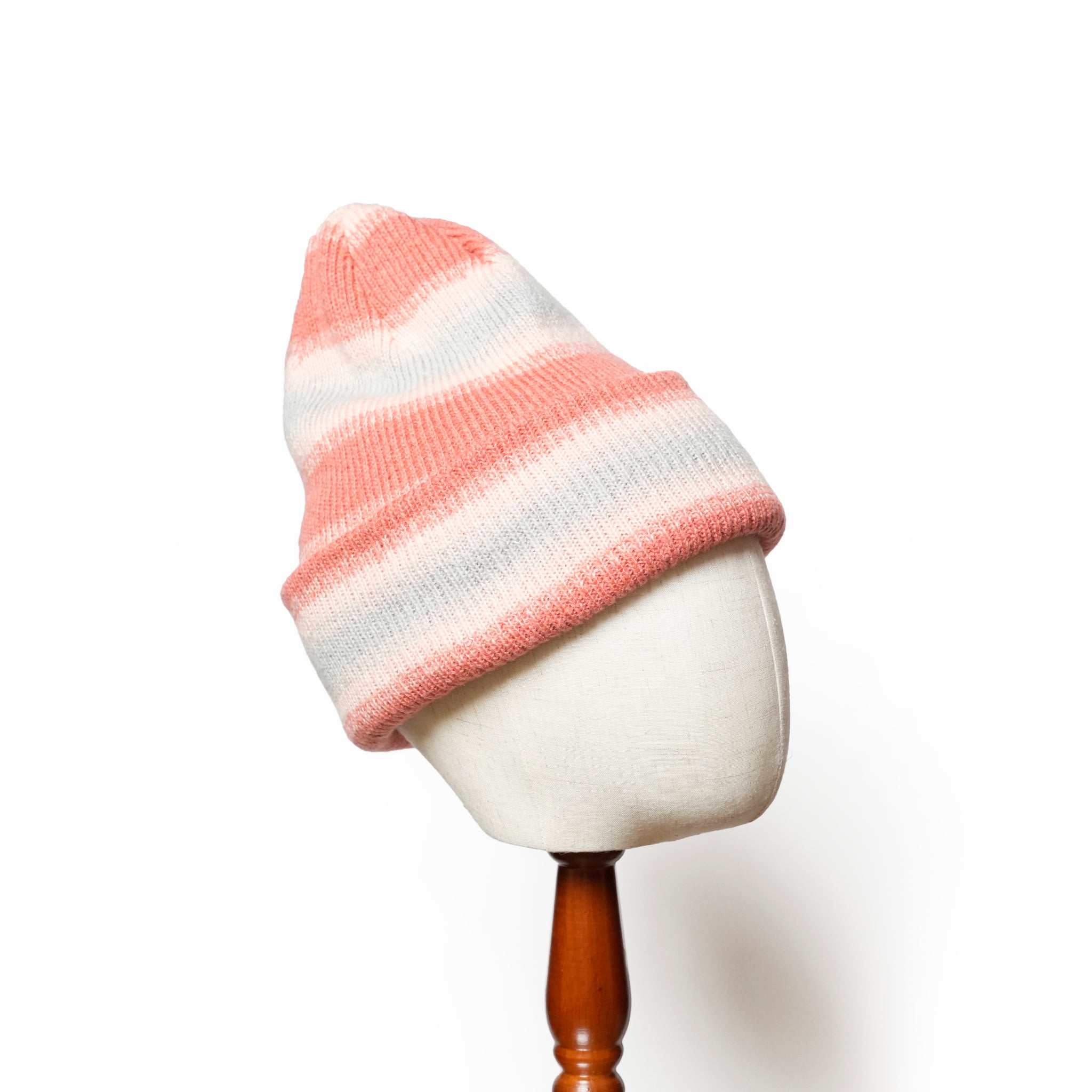 Reversible Ombre Border Knit Cap | Color_Beige / Brown / Pink / Gray  | No_rl-25-029w【RACAL_ラカル】【ネコポス選択可能】