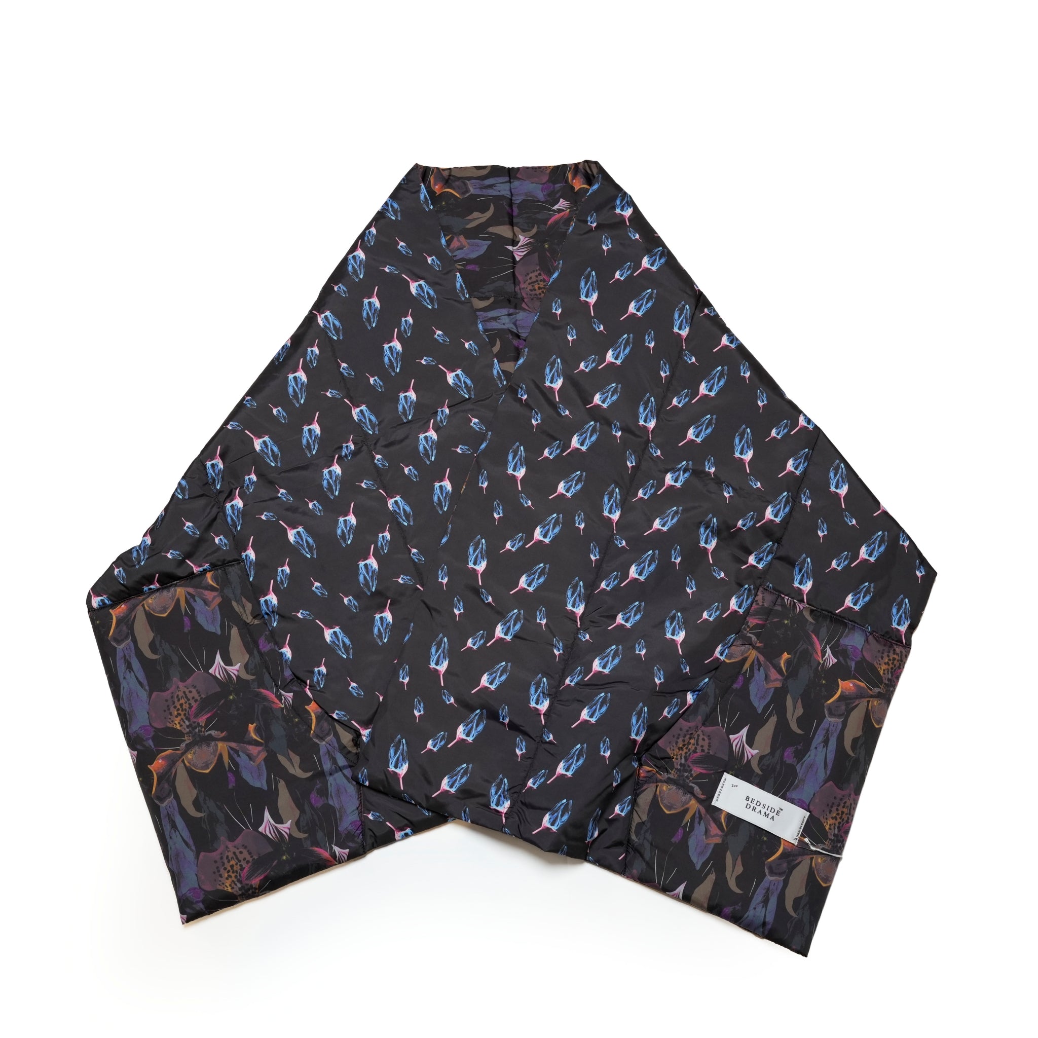 BSD24AW-02_BLACK | Flower Down Stole | Color:Black【BEDSIDEDRAMA_ベッドサイドドラマ】