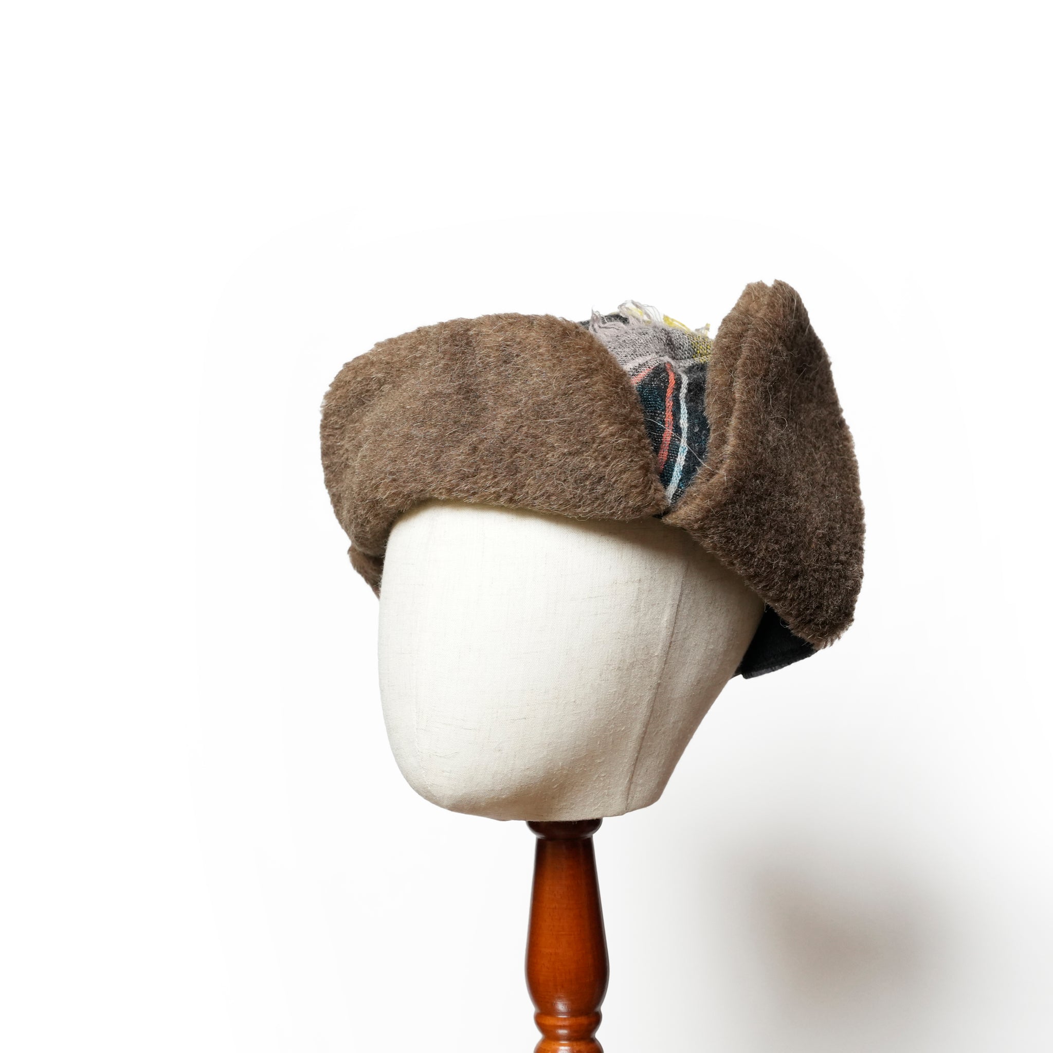 FRINGE WOOL CHECK RUSSIAN CAP  | Color_Beige | No_sf25aw-23_beige【STOF_ストフ】