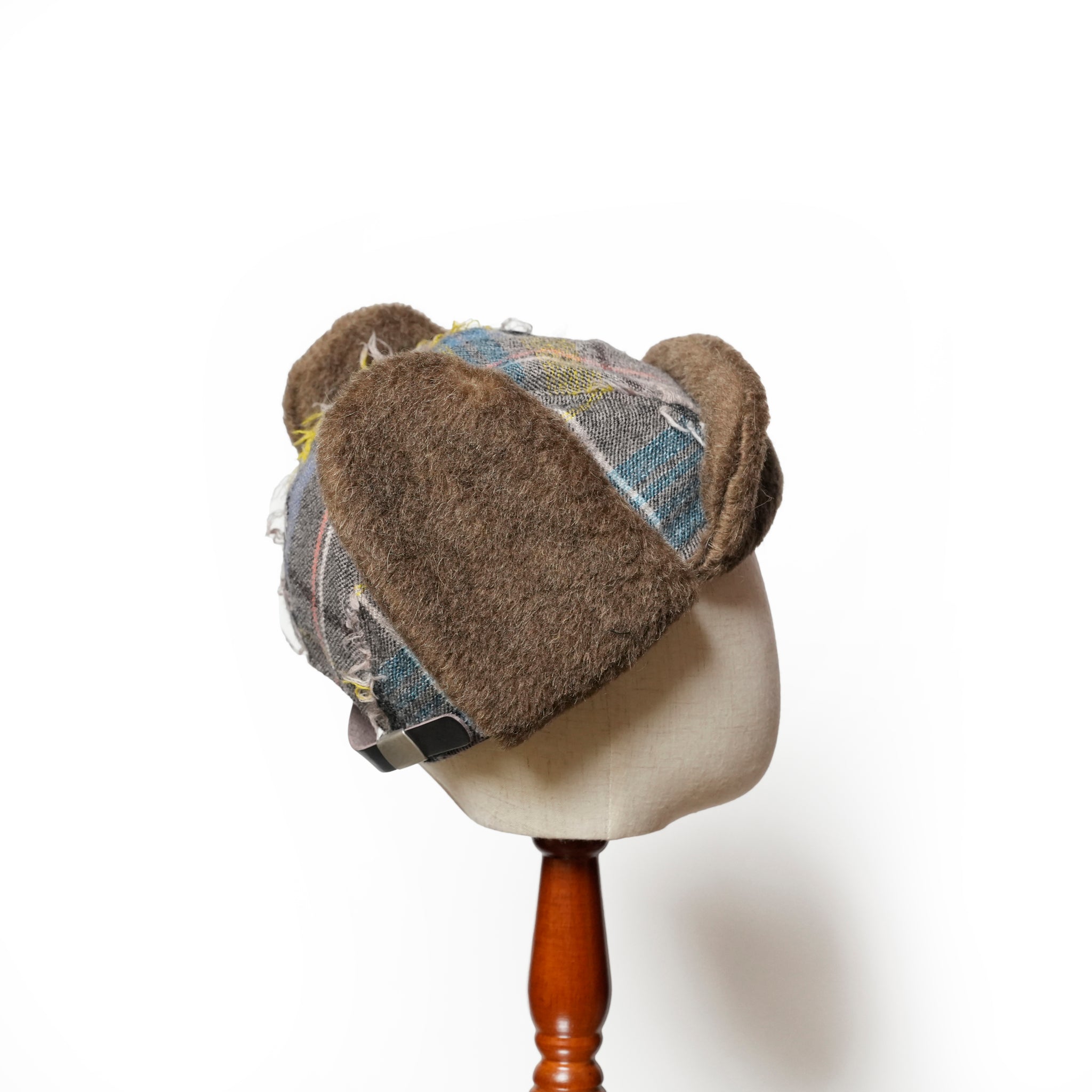FRINGE WOOL CHECK RUSSIAN CAP  | Color_Beige | No_sf25aw-23_beige【STOF_ストフ】