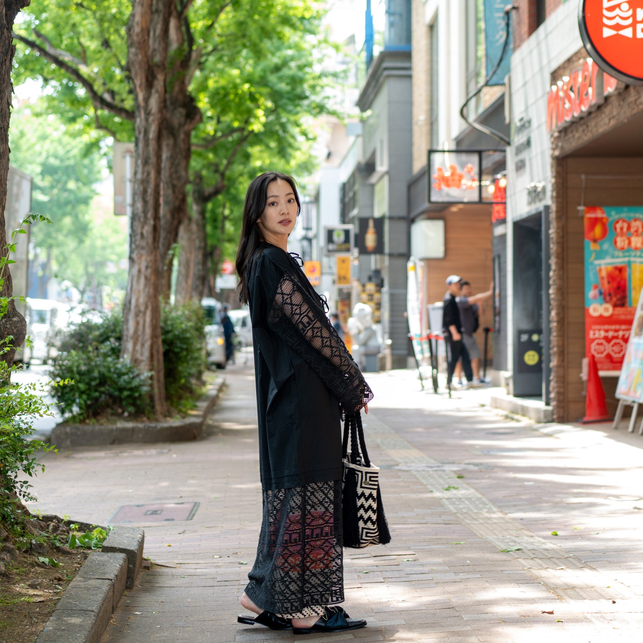 020441SS1B | GEOMETRIC LACE JOINT DRESS | Color:Black【SARA MALLIKA_サラマ