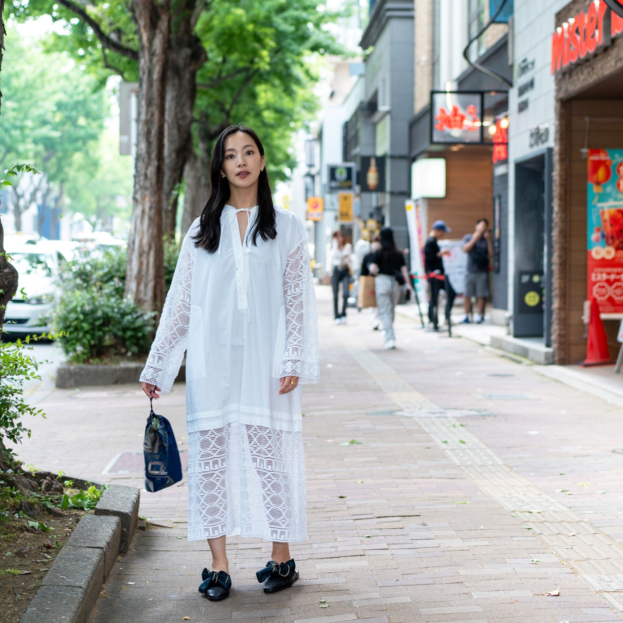 020441SS1A | GEOMETRIC LACE JOINT DRESS | Color:White【SARA MALLIKA_サラマ