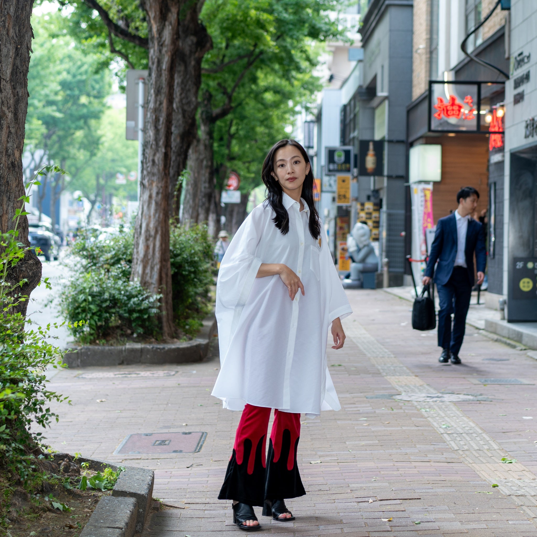 Packable Circle Poncho Shirt – White | NEYVOR