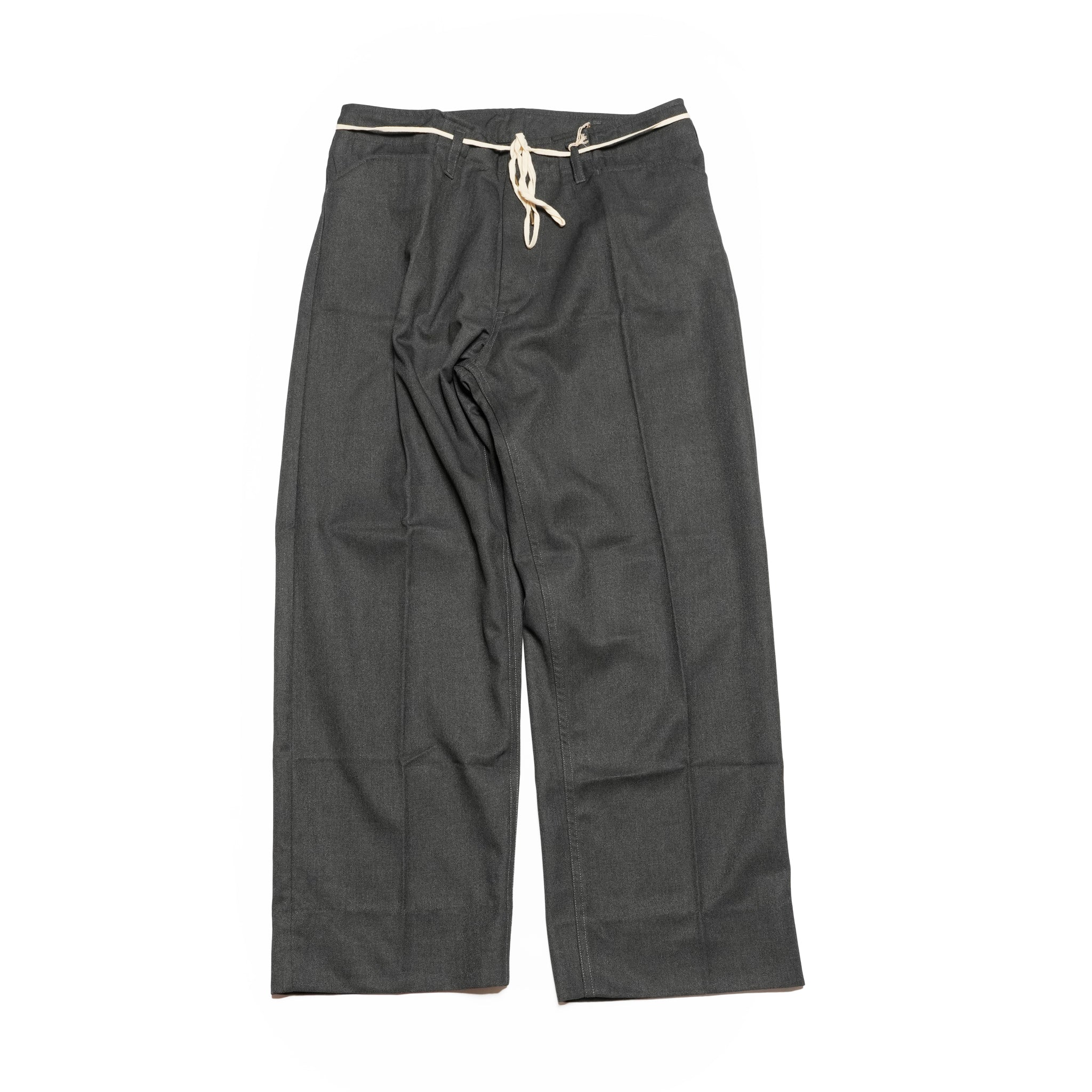 IMPRESTORE DOC-Prest Friscoパンツ チャコール スタプレツイル素材 太めストレート シューレース仕様 スナップボタン付き ワークテイスト
