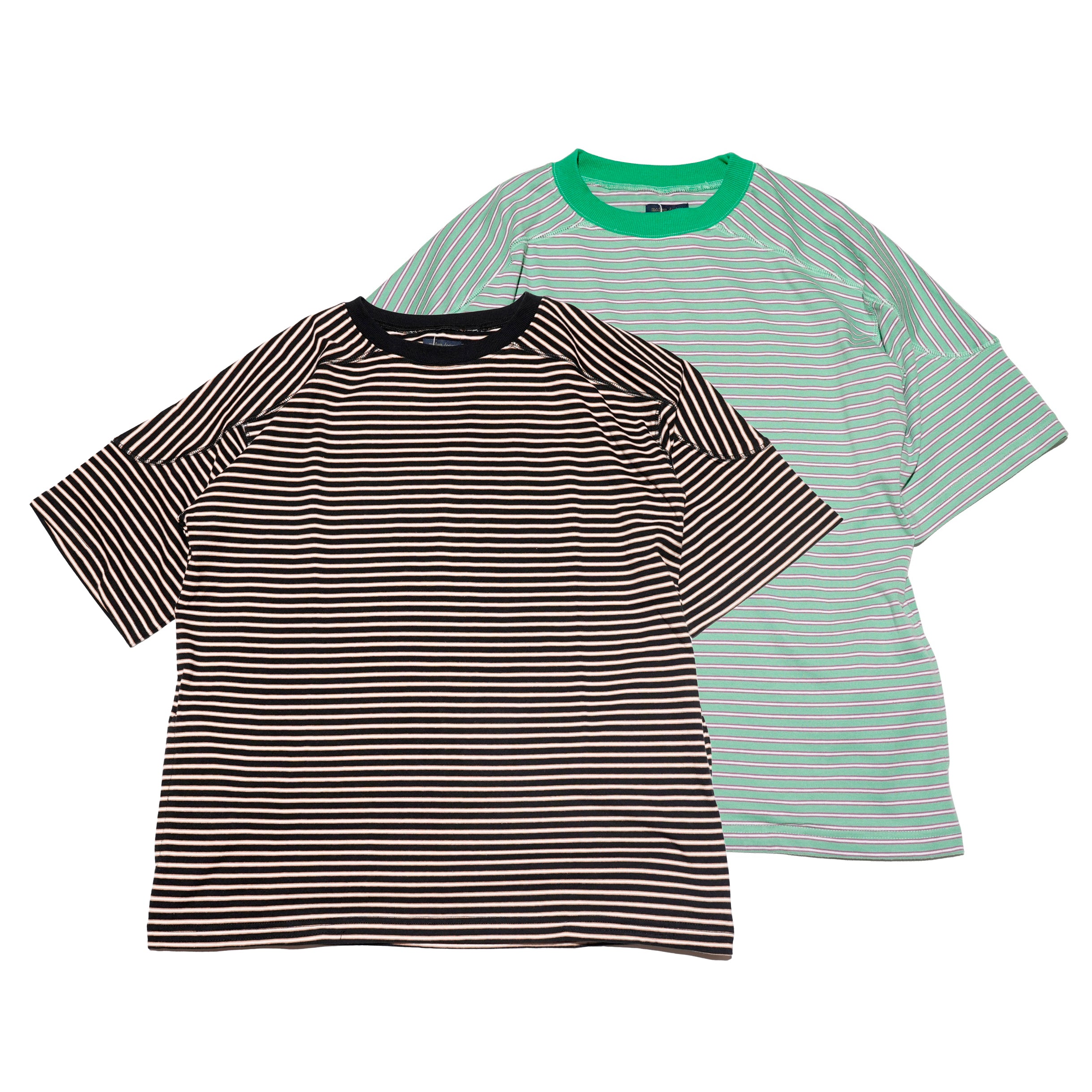 No:M-2301251 | Name:Multi Striped Cut and Sew | Color:Green/Black【MODEM DESIGN_モデムデザイン】