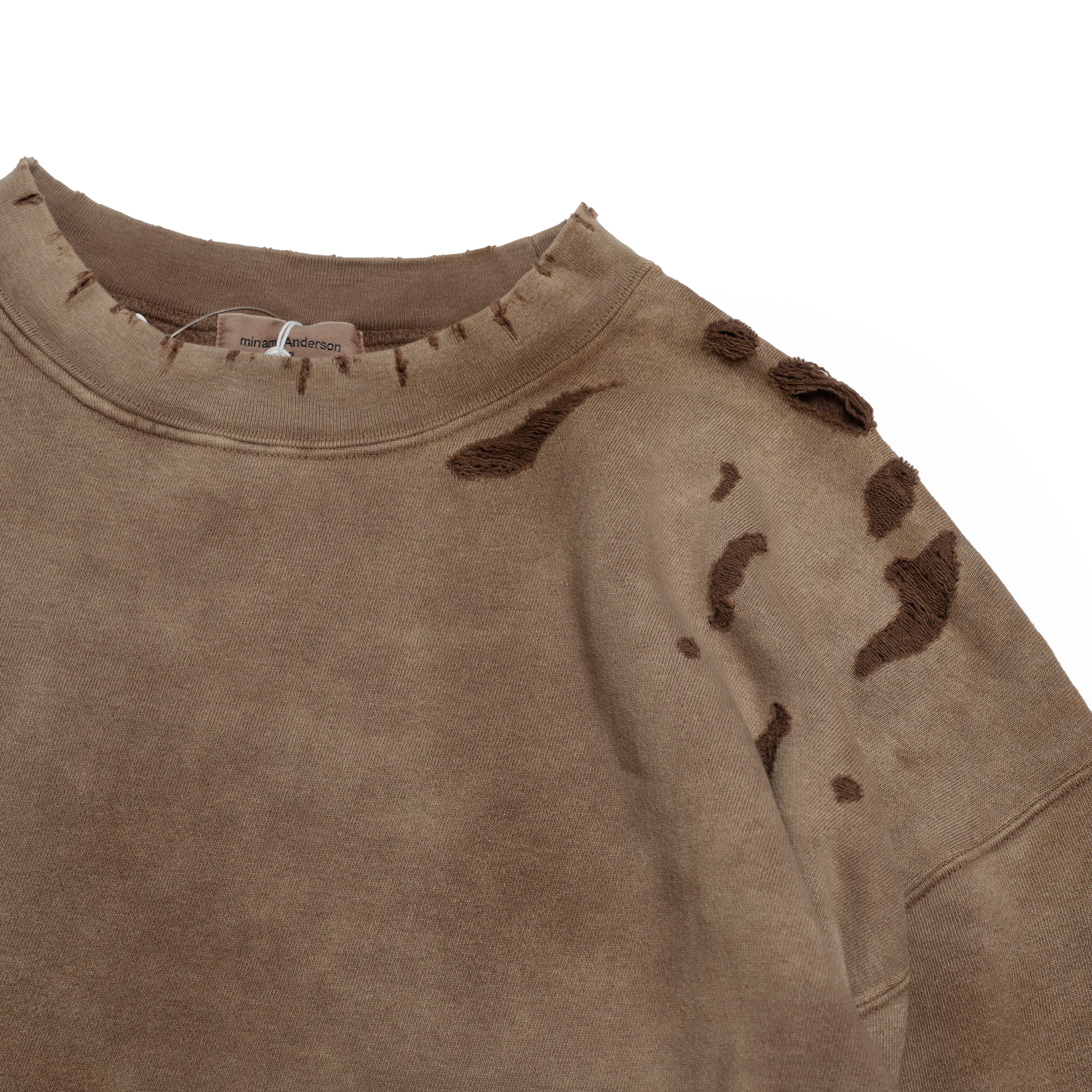 Distressed Sweat Crew | Color_Brown | No_lot : 25#07-1030-0_brown【MINAMI ANDERSON_ミナミアンダーソン】