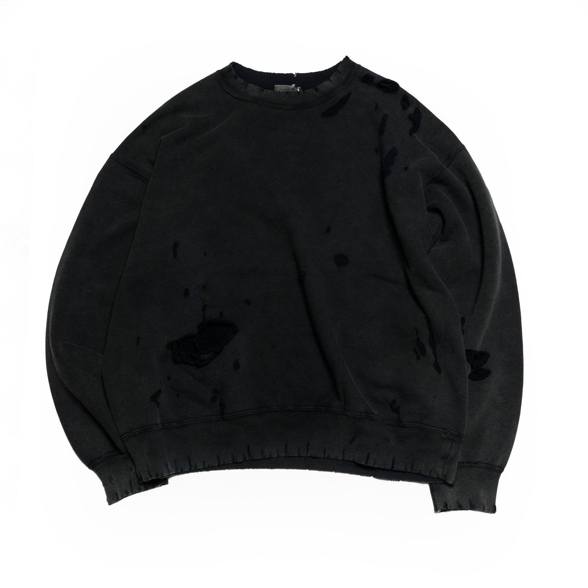 Distressed Sweat Crew | Color_Black | No_lot : 25#07-1030-0_black【MINAMI ANDERSON_ミナミアンダーソン】