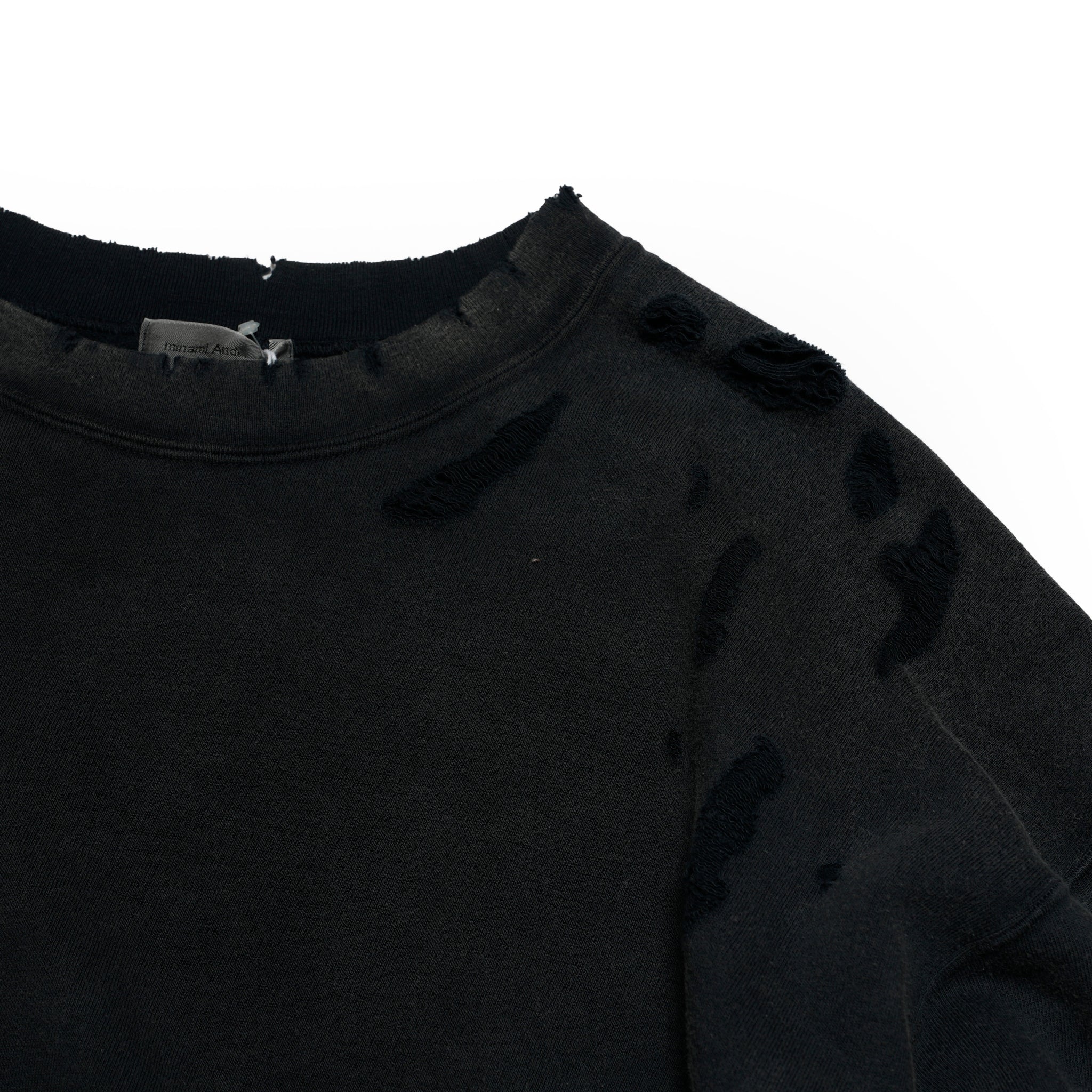 Distressed Sweat Crew | Color_Black | No_lot : 25#07-1030-0_black【MINAMI ANDERSON_ミナミアンダーソン】