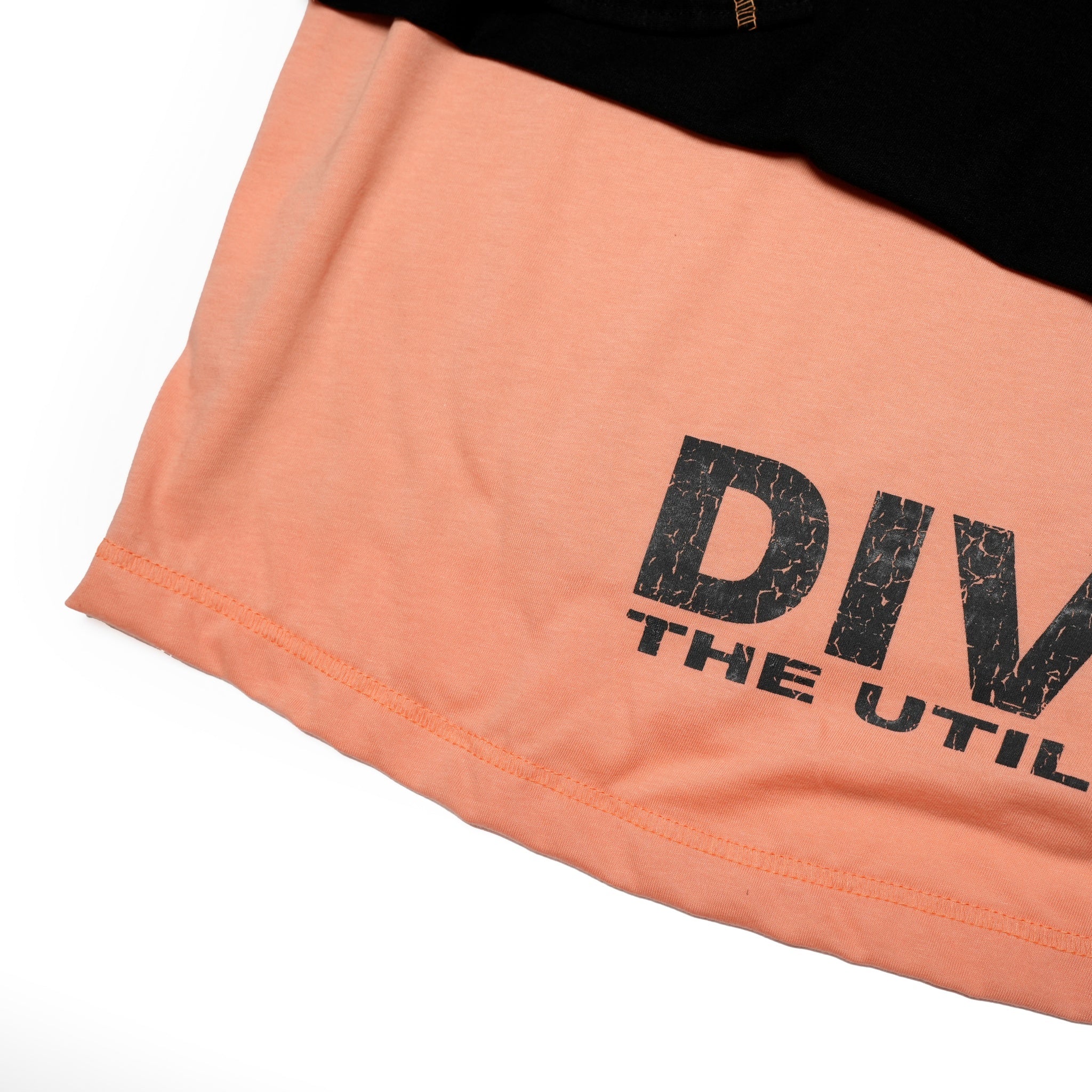 Reversible Color Stitch s/s Tee – Black × Apricot | EFFECTEN