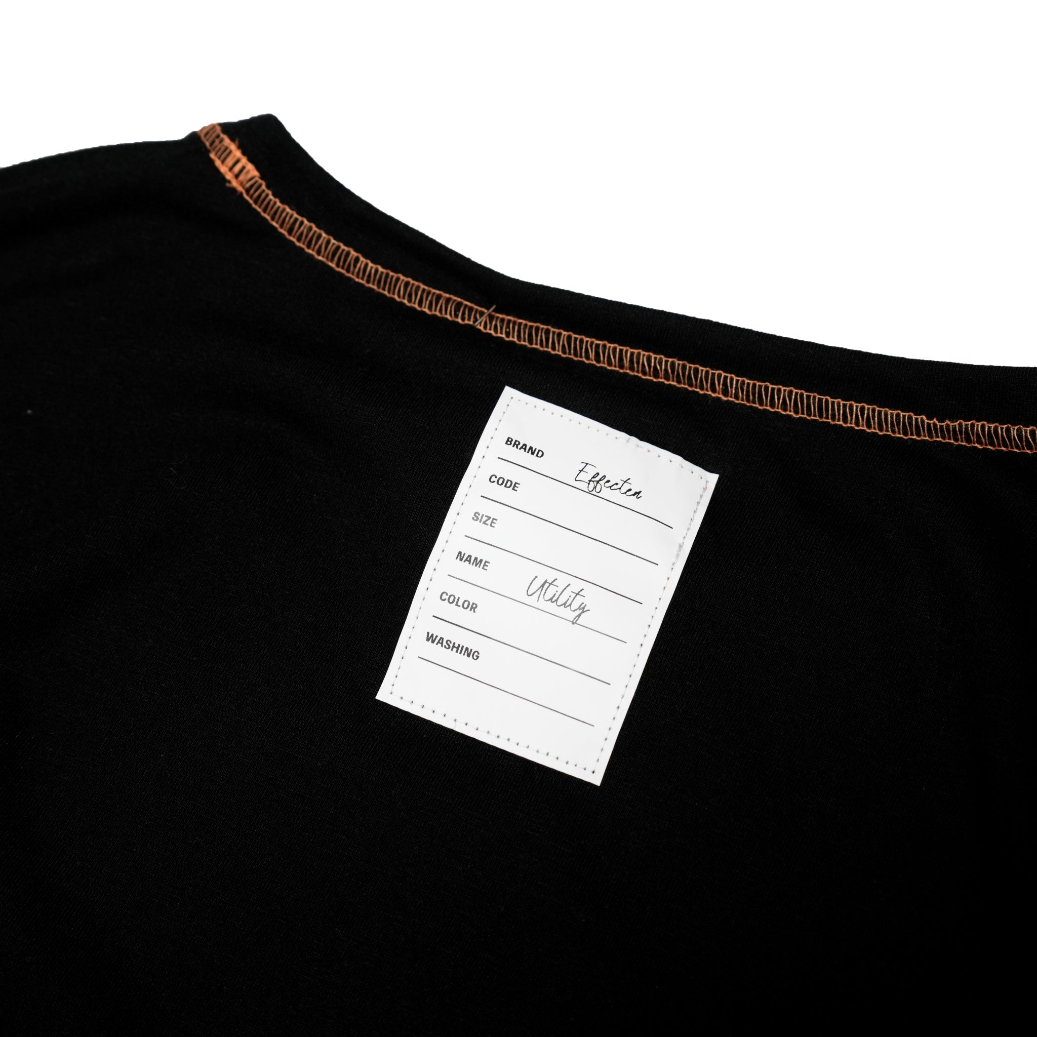 Reversible Color Stitch s/s Tee – Black × Apricot | EFFECTEN