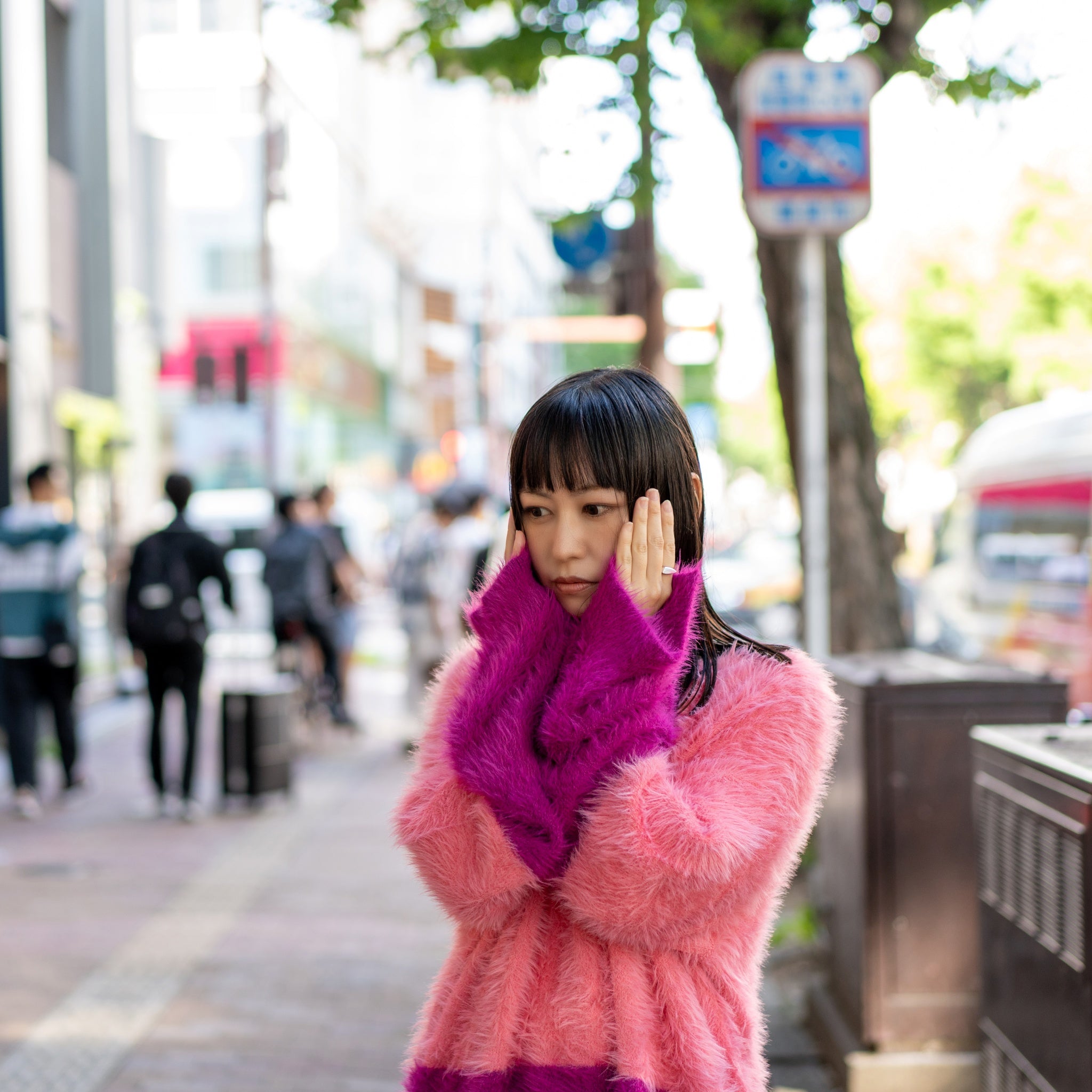 24925E_PINK | FLUFFY COLOUR BLOCK SWEATER | Color:Pink【ONE TEASPOON_ワンティースプーン】