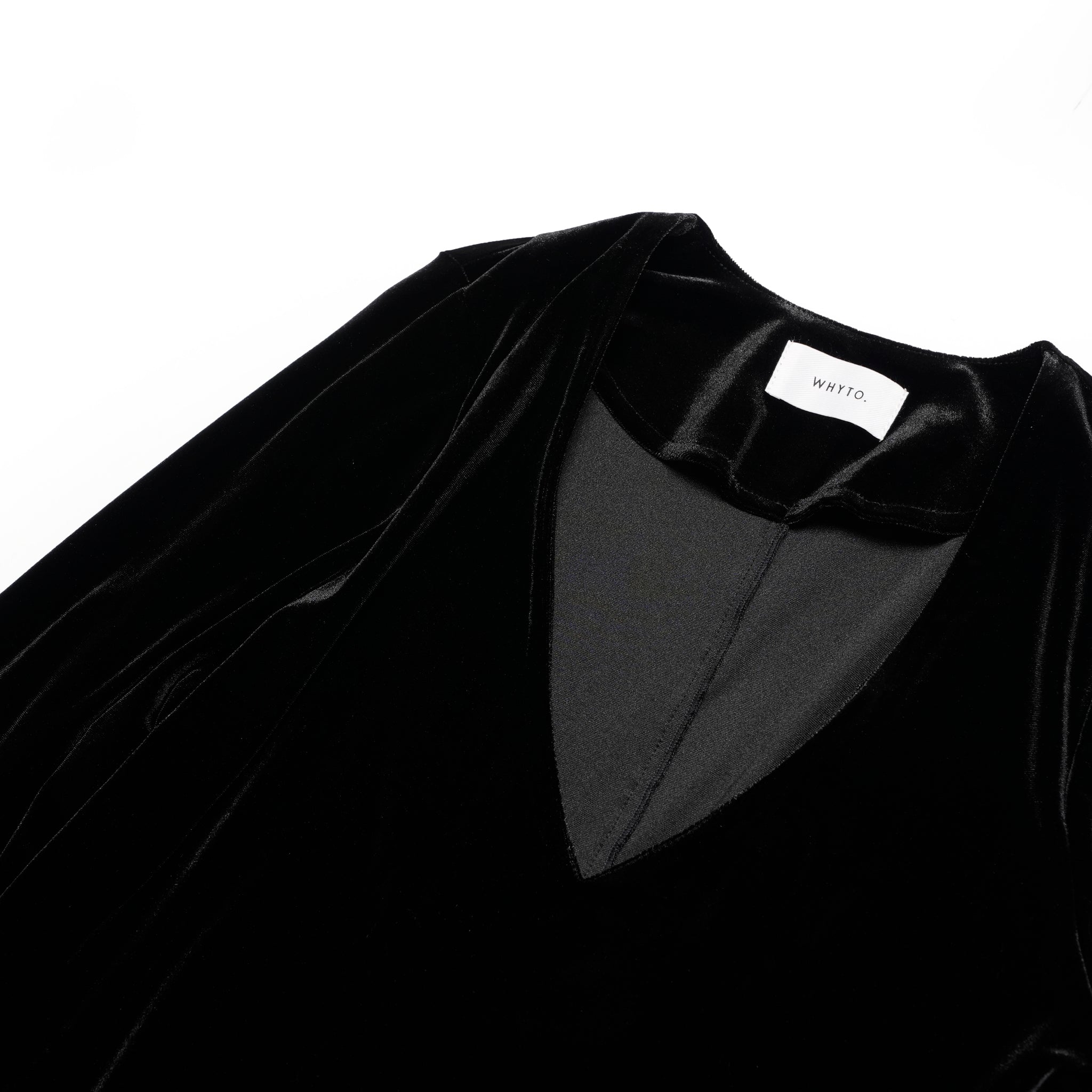 v slit velour dress | Color_Black | No_wht25fop4072_bk【WHYTO_ホワイト】
