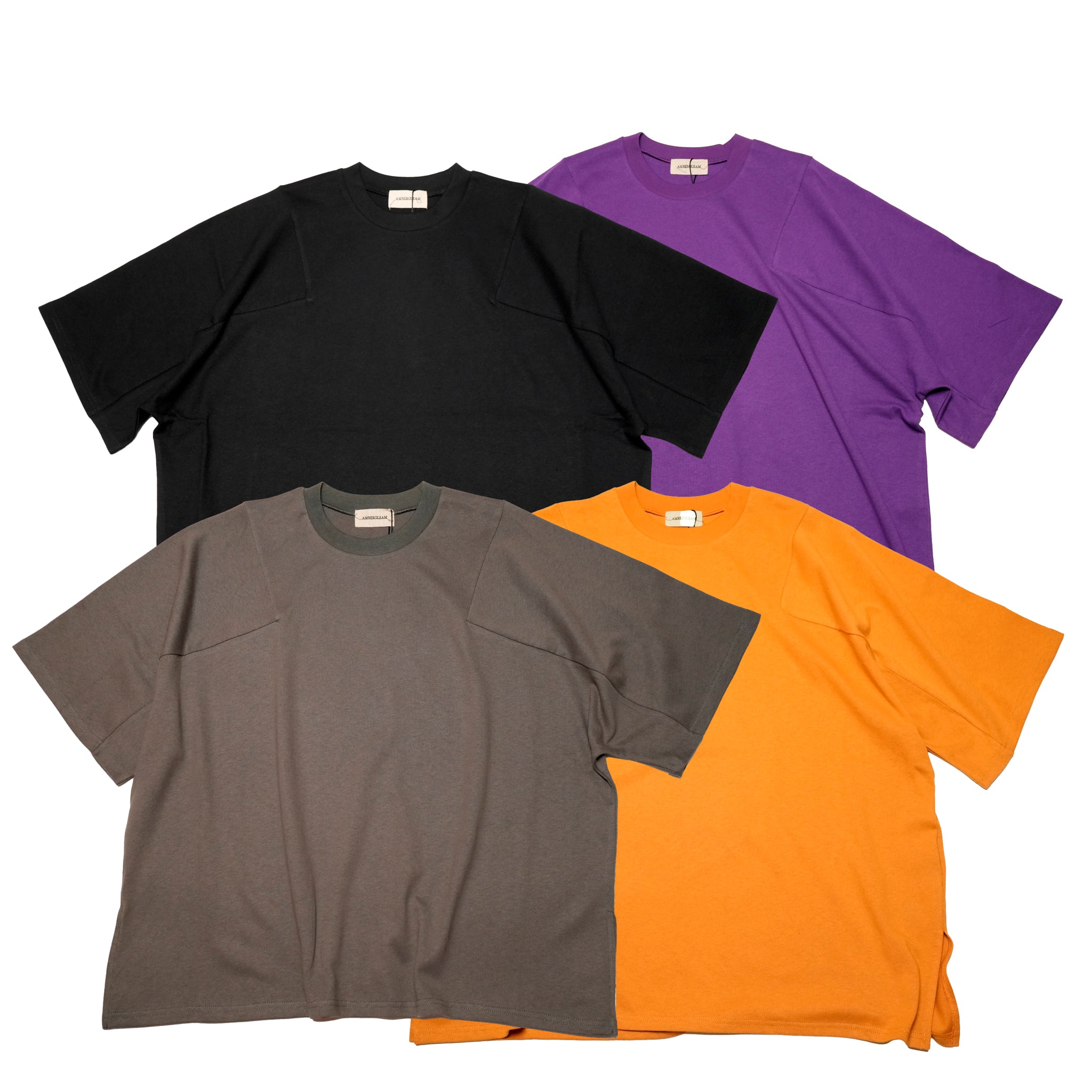 Name:Panel Basic T-Shirt | Color:Black/Moon Gray/Bitter Orange/Violet【AMBERGLEAM_アンバーグリーム】| No:1168141311