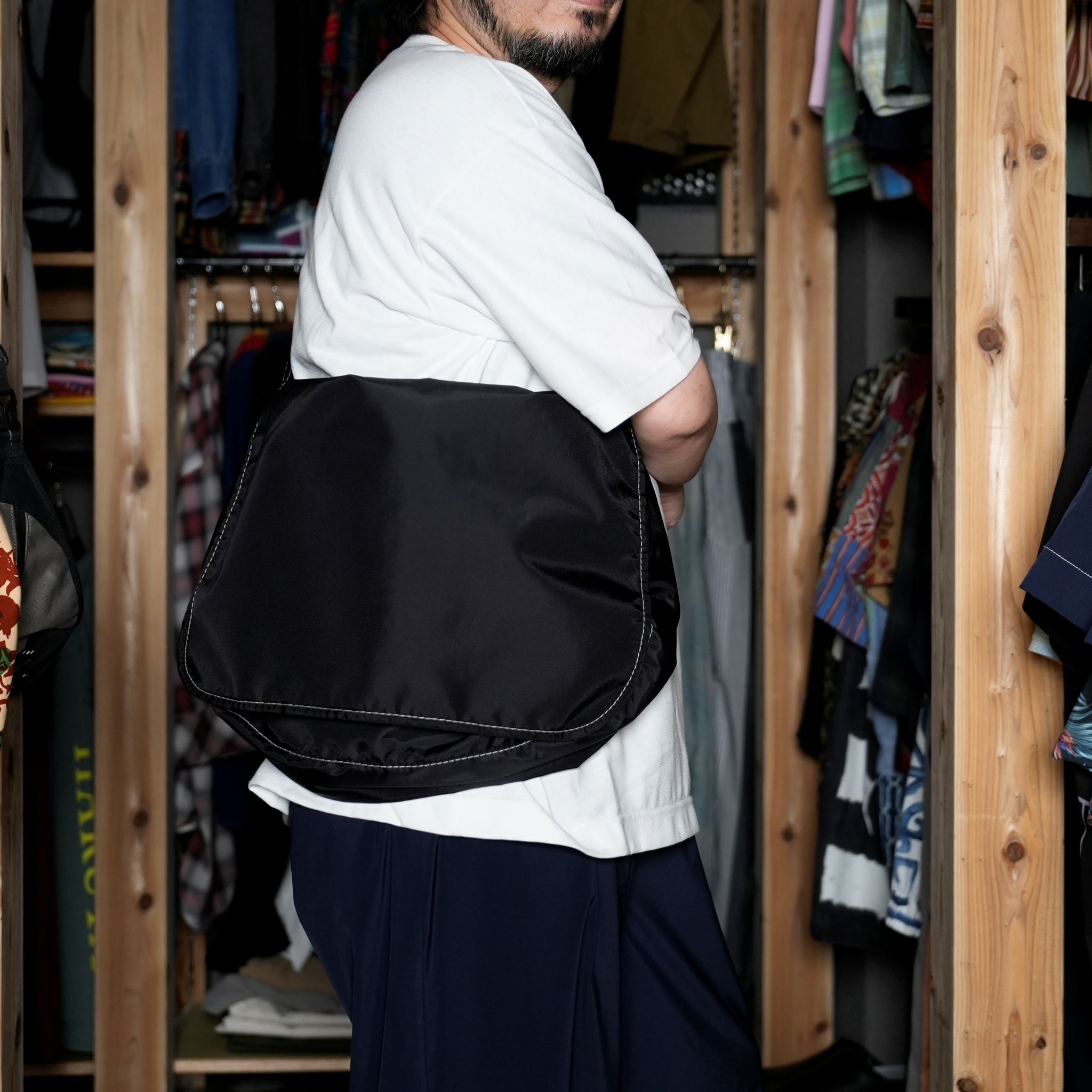 CSTM BAG-03 | Name*Nylon Newspaper | Color:Black【SMOKE T ONE】【CS_One Cstm Fits All Made In USA】