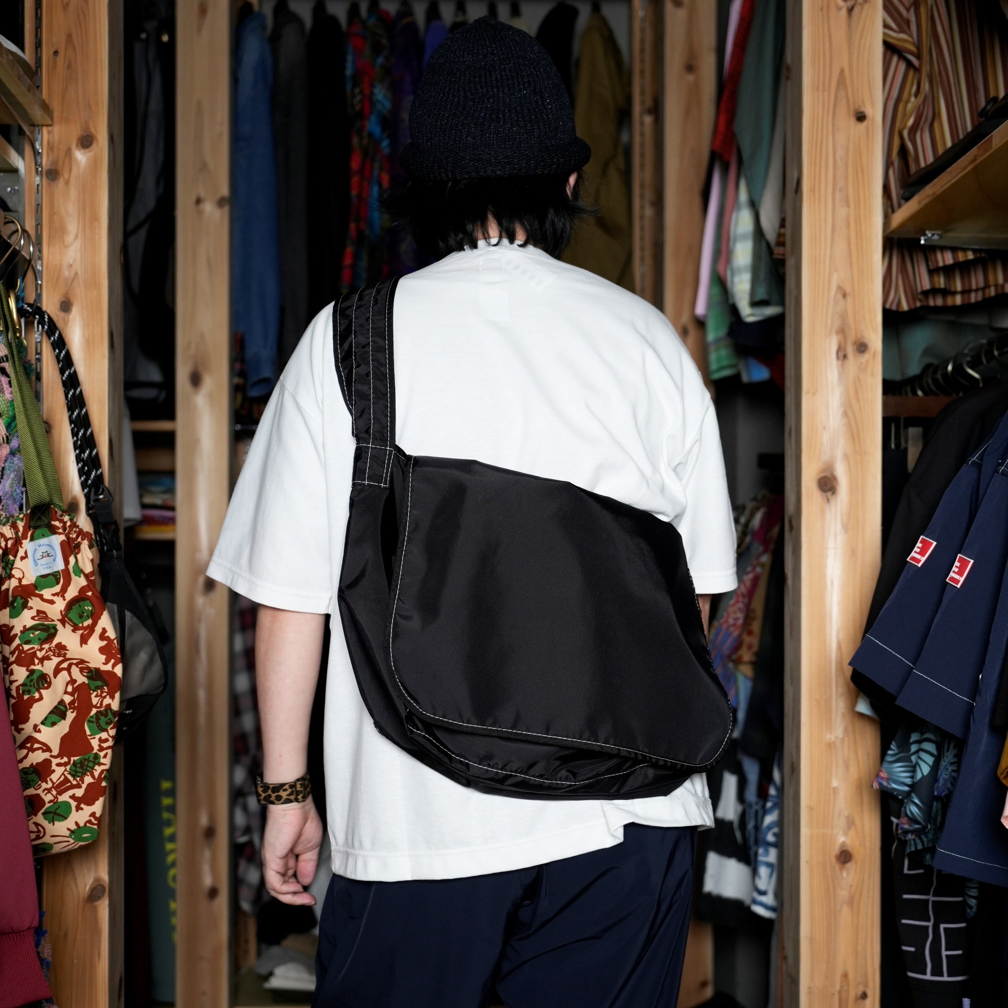 CSTM BAG-03 | Name*Nylon Newspaper | Color:Black【SMOKE T ONE】【CS_One Cstm Fits All Made In USA】