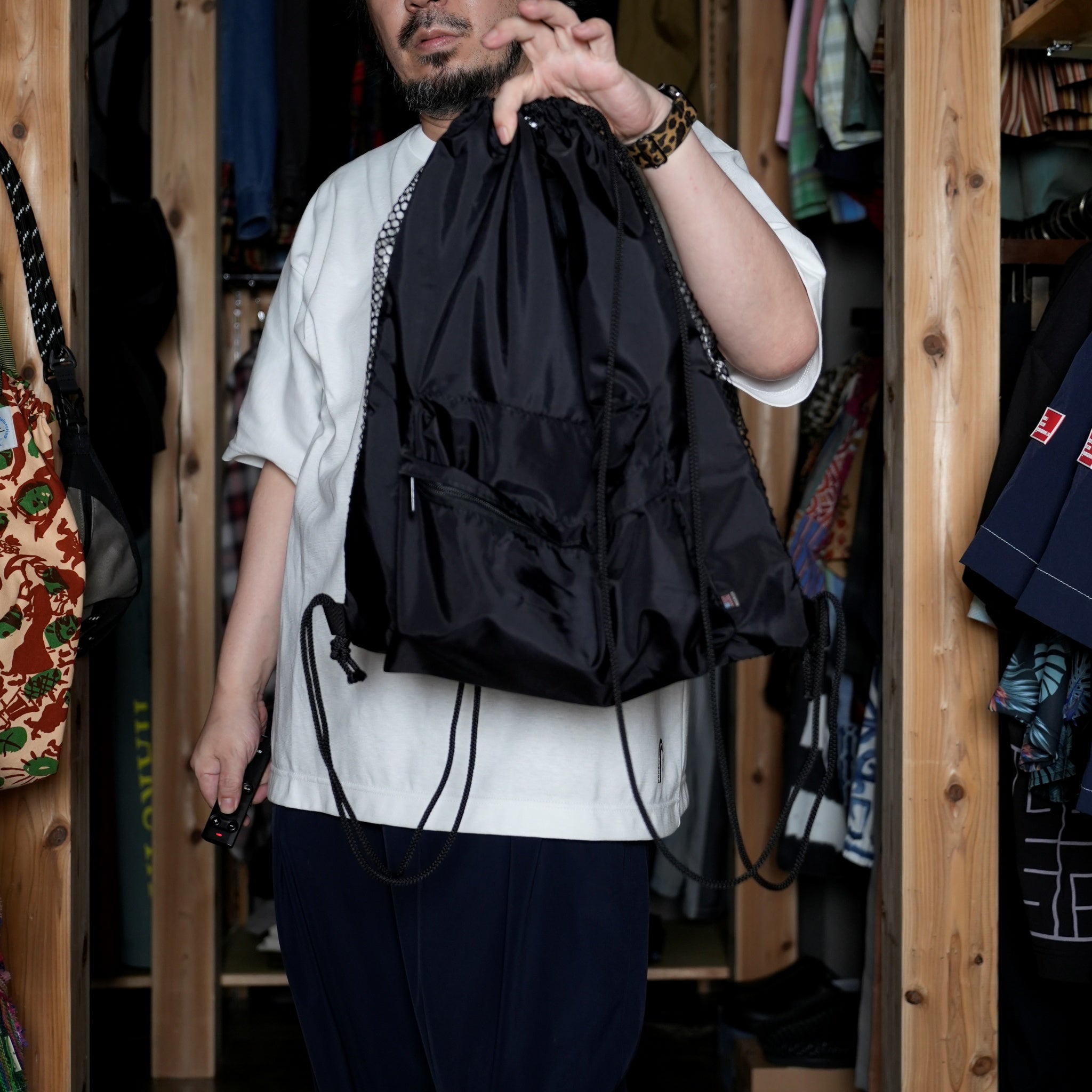 CSTM BAG-02 | Name*Toned D.S. Sack Add Front Pocket | Color:Black【SMOKE T ONE】【CS_One Cstm Fits All Made In USA】