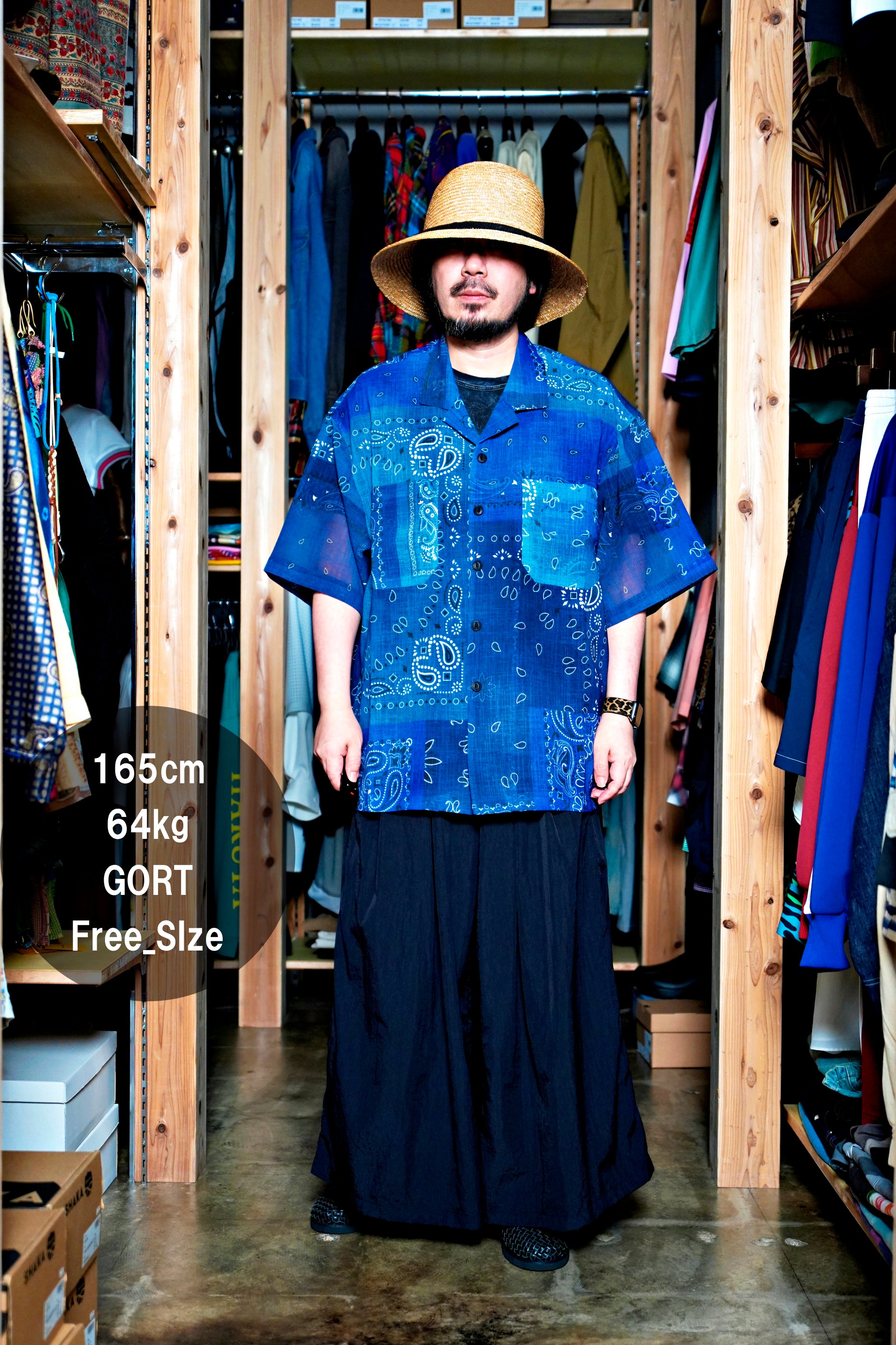 G62201_RB | BANDANA ALOHA SHIRTS-RB | COlor:Royal Blue【GORT_ゴート】