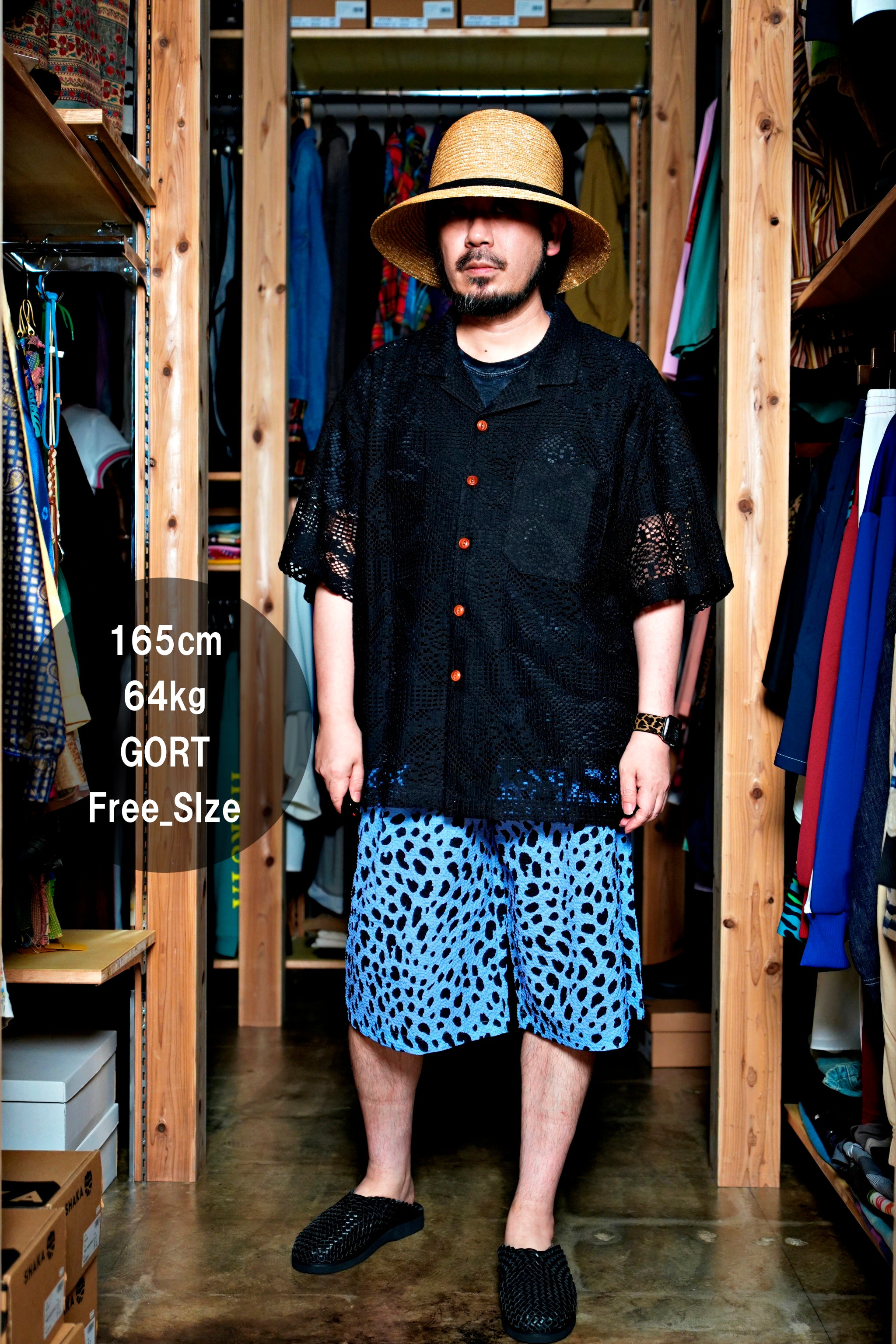 G62302_BL | LEOPARD LONG WIDE SUMMER SHORTS-BL | COlor:Blue【GORT_ゴート】