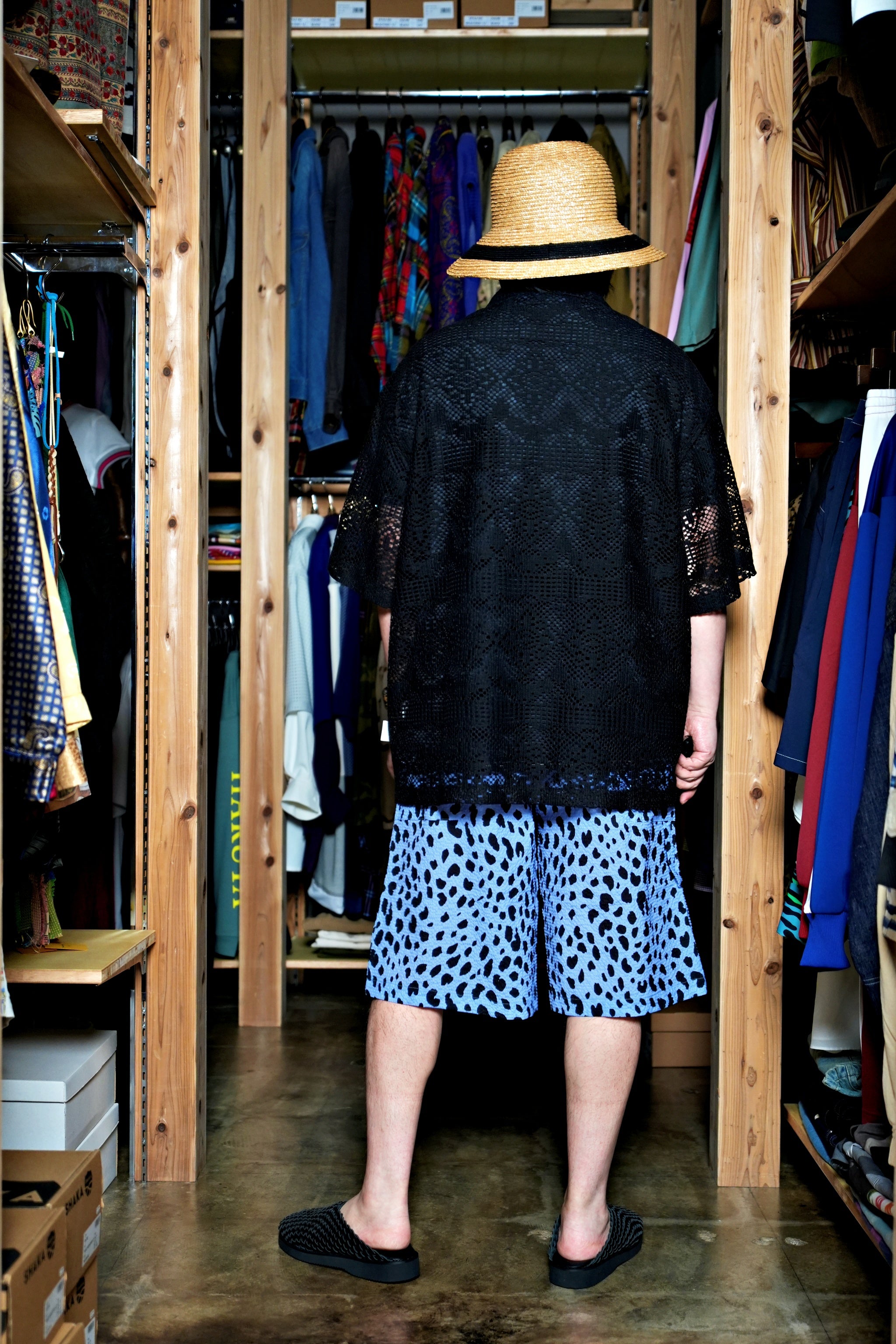 G62302_BL | LEOPARD LONG WIDE SUMMER SHORTS-BL | COlor:Blue【GORT_ゴート】