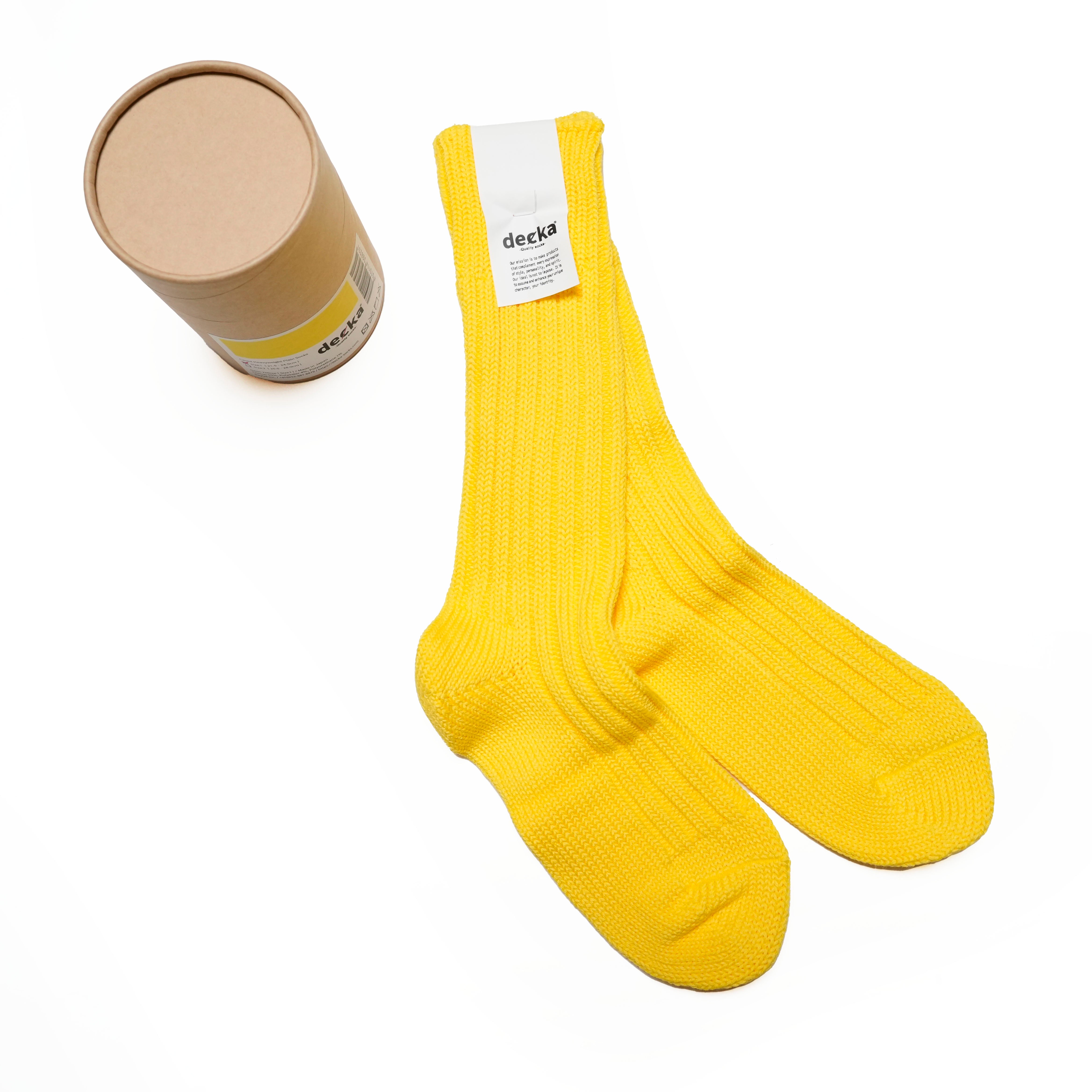 [de-01-4] Cased Heavyweight Plain Socks-4th Collection- | Color:Neon Yellow【DECKA QUALITY SOCKS_デカクオリティソックス】【ネコポス選択可能】