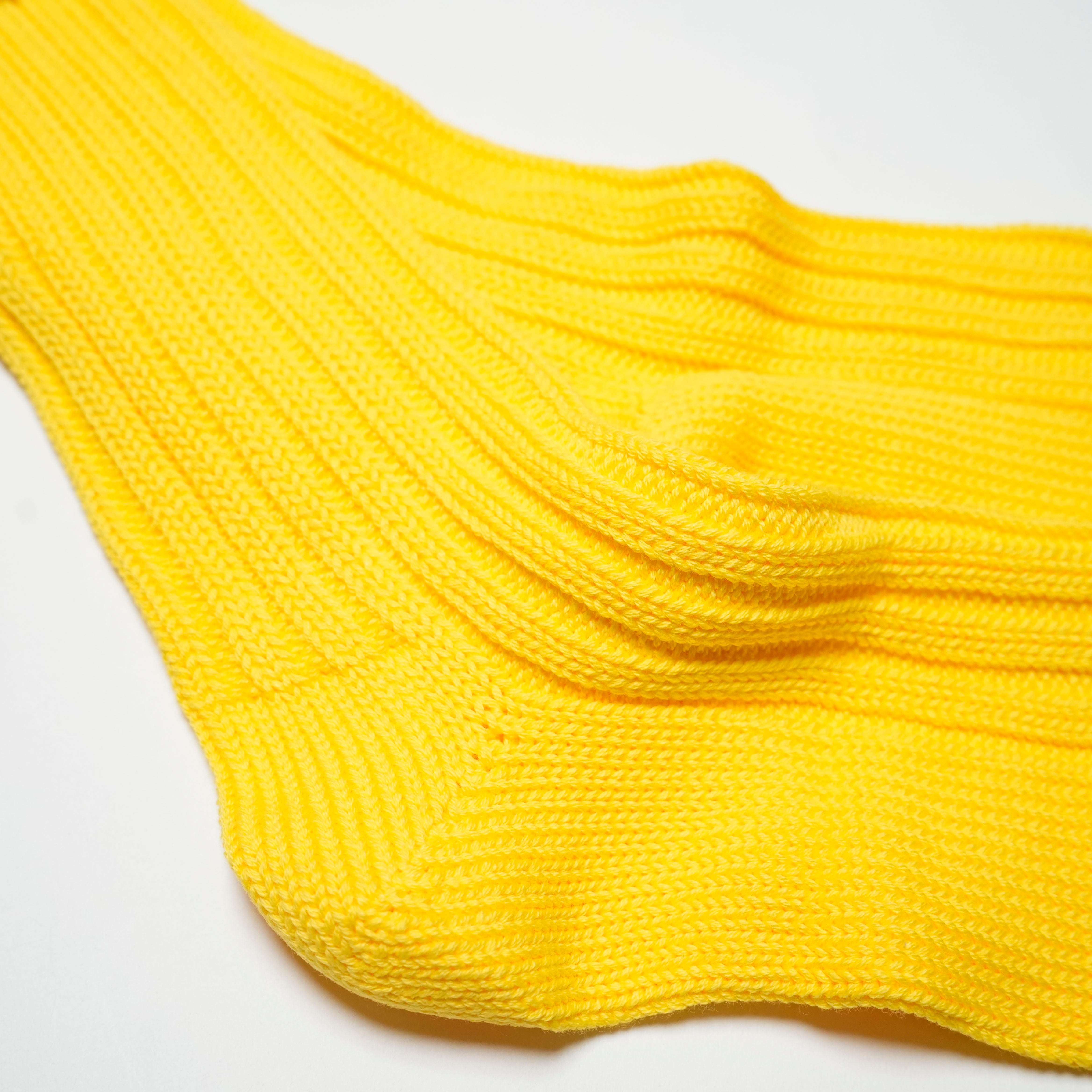 [de-01-4] Cased Heavyweight Plain Socks-4th Collection- | Color:Neon Yellow【DECKA QUALITY SOCKS_デッカクオリティソックス】