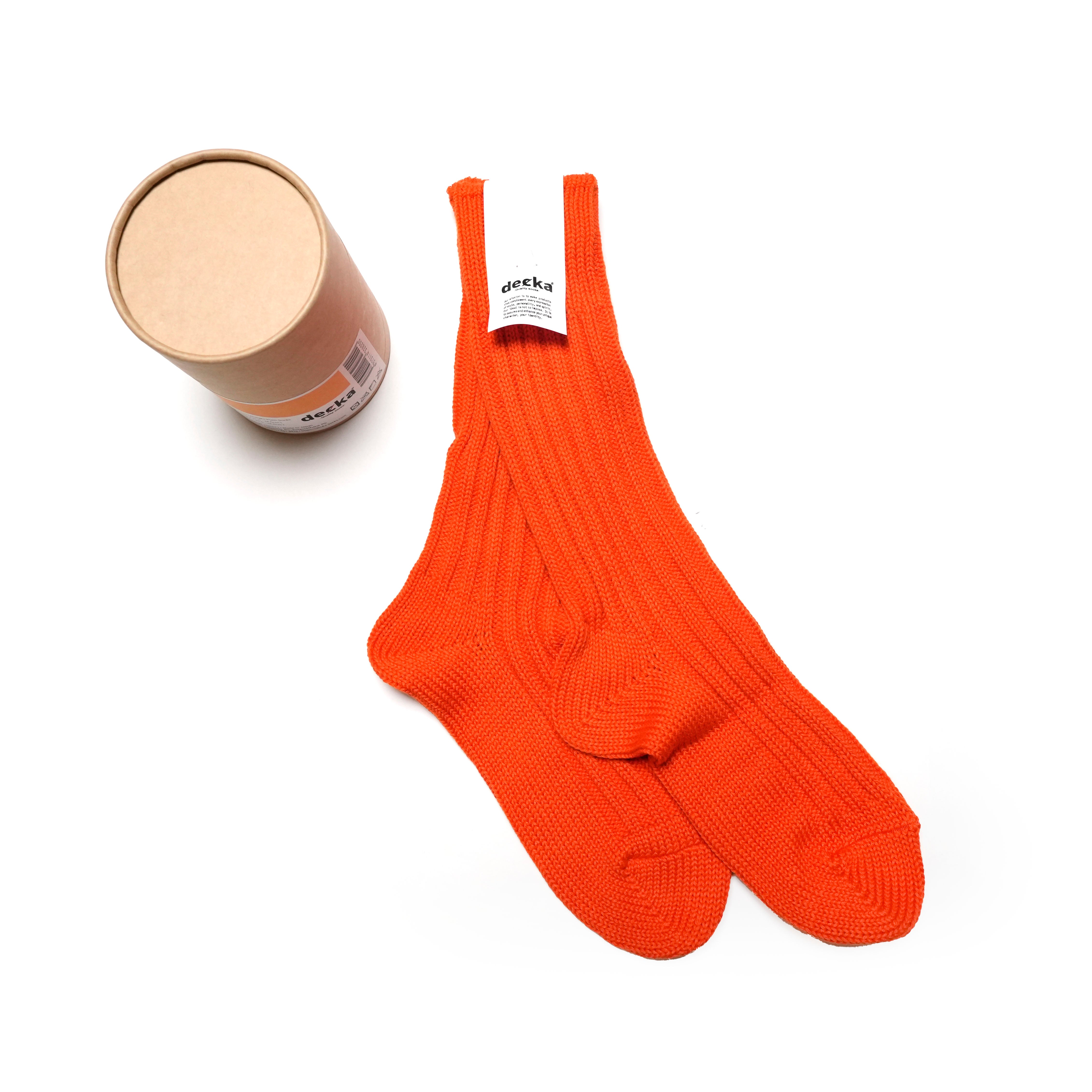 [de-01-4] Cased Heavyweight Plain Socks-4th Collection- | Color:Neon Orange【DECKA QUALITY SOCKS_デッカクオリティソックス】