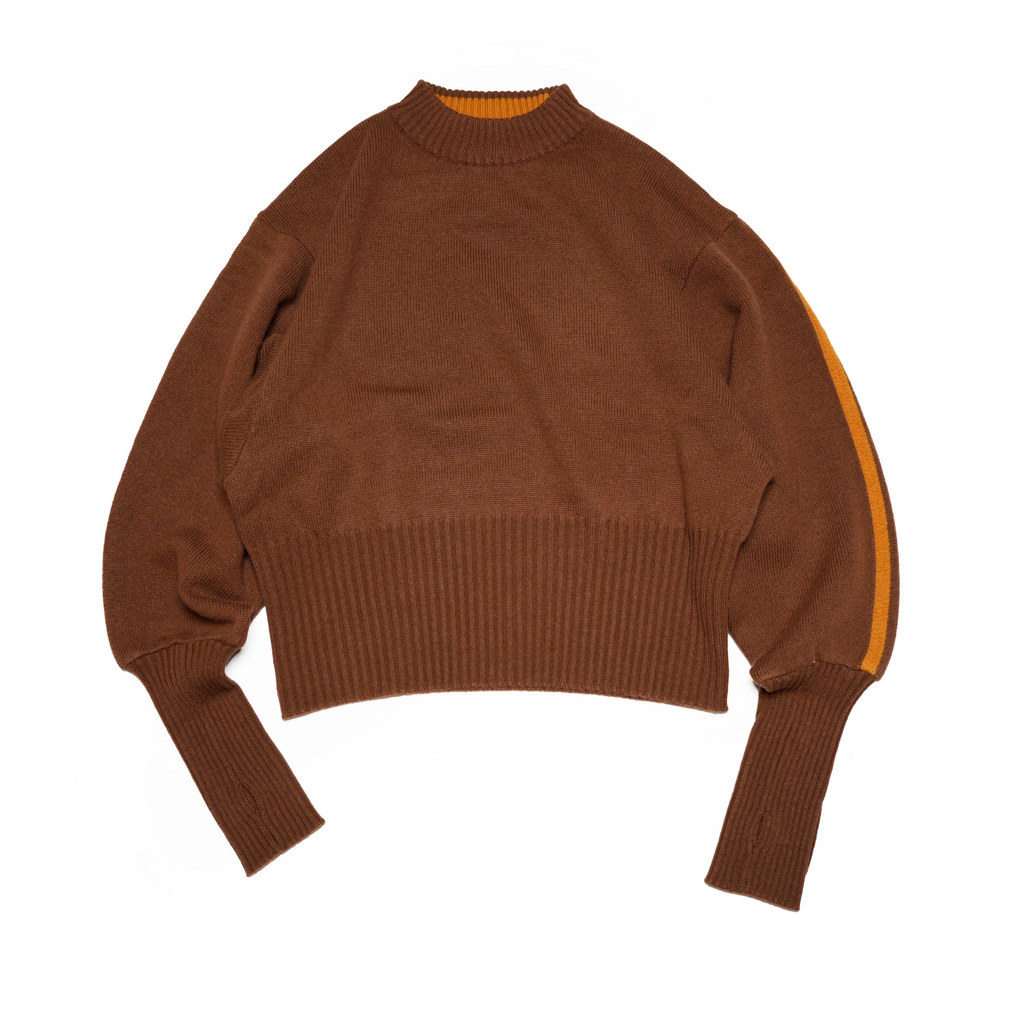 WHT24FKN4028_BROWN | sleeve line knit | Color:Brown【WHYTO_ホワイト】