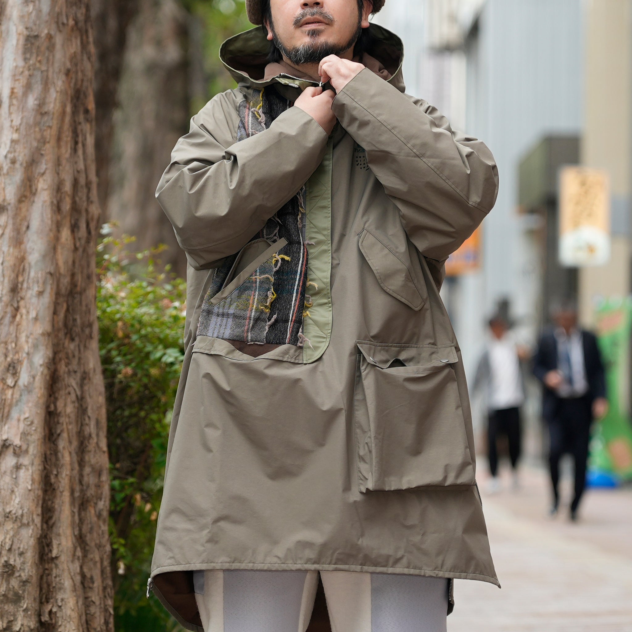 FRINGE WOOL MIX PULLOVER COAT | Color_Khaki | No_sf25aw-01_khaki【STOF_ストフ】