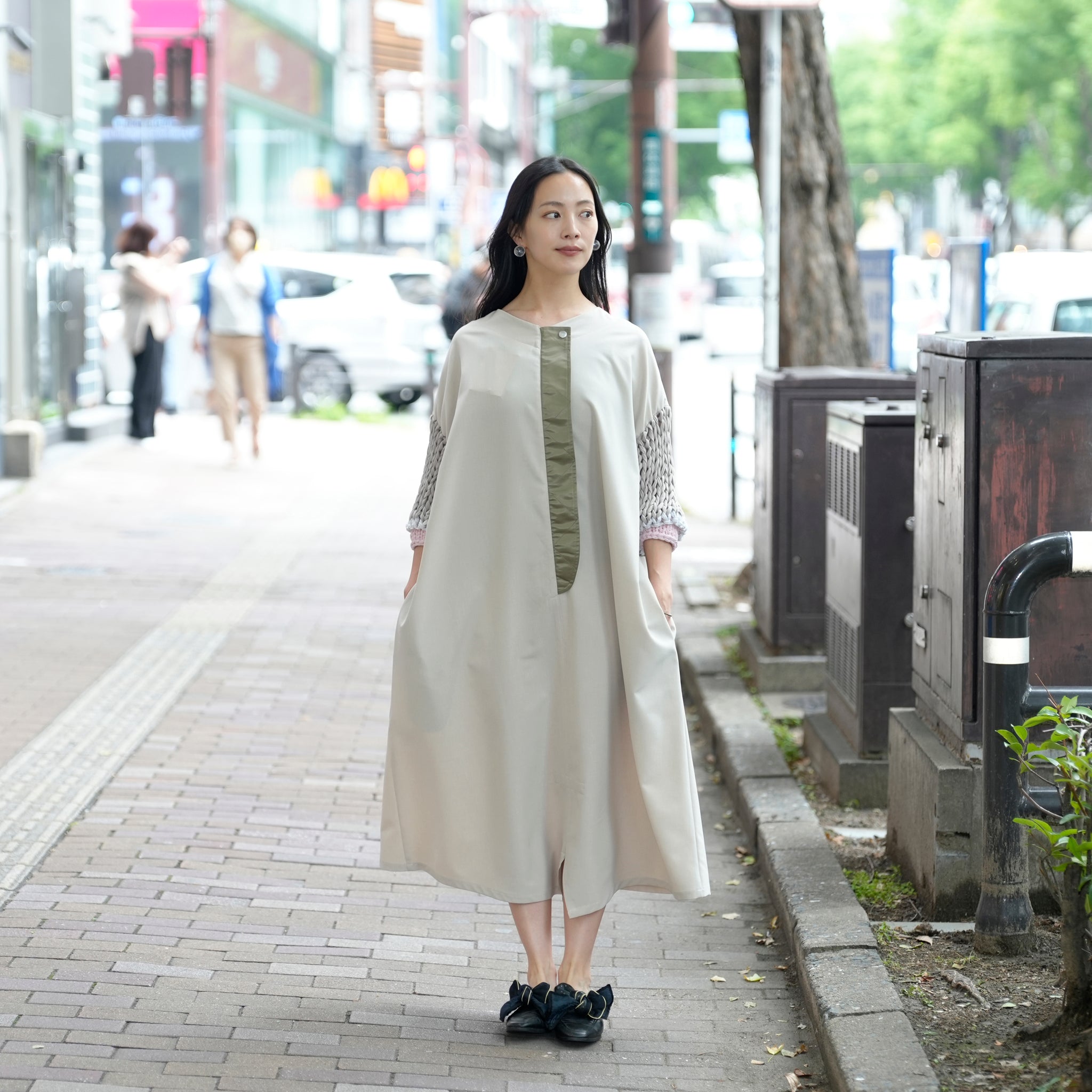 BSD25SS-02_Beige | Loose Sleeve Military One-piece | Color:Beige【BEDSIDEDRAMA_ベッドサイドドラマ】
