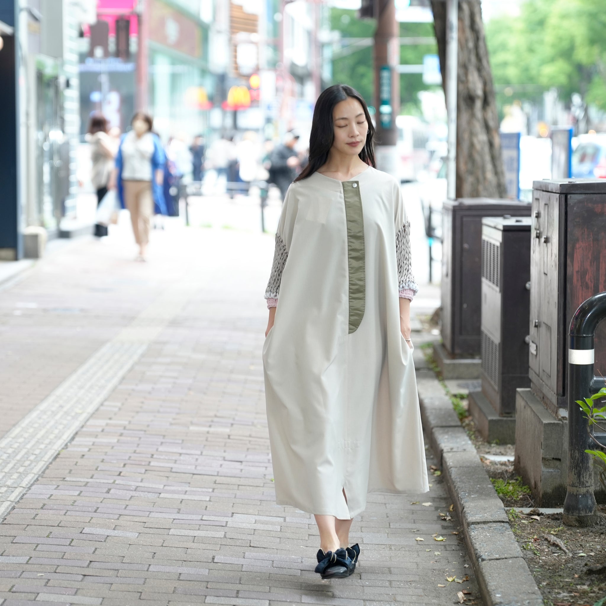 BSD25SS-02_Beige | Loose Sleeve Military One-piece | Color:Beige【BEDSIDEDRAMA_ベッドサイドドラマ】