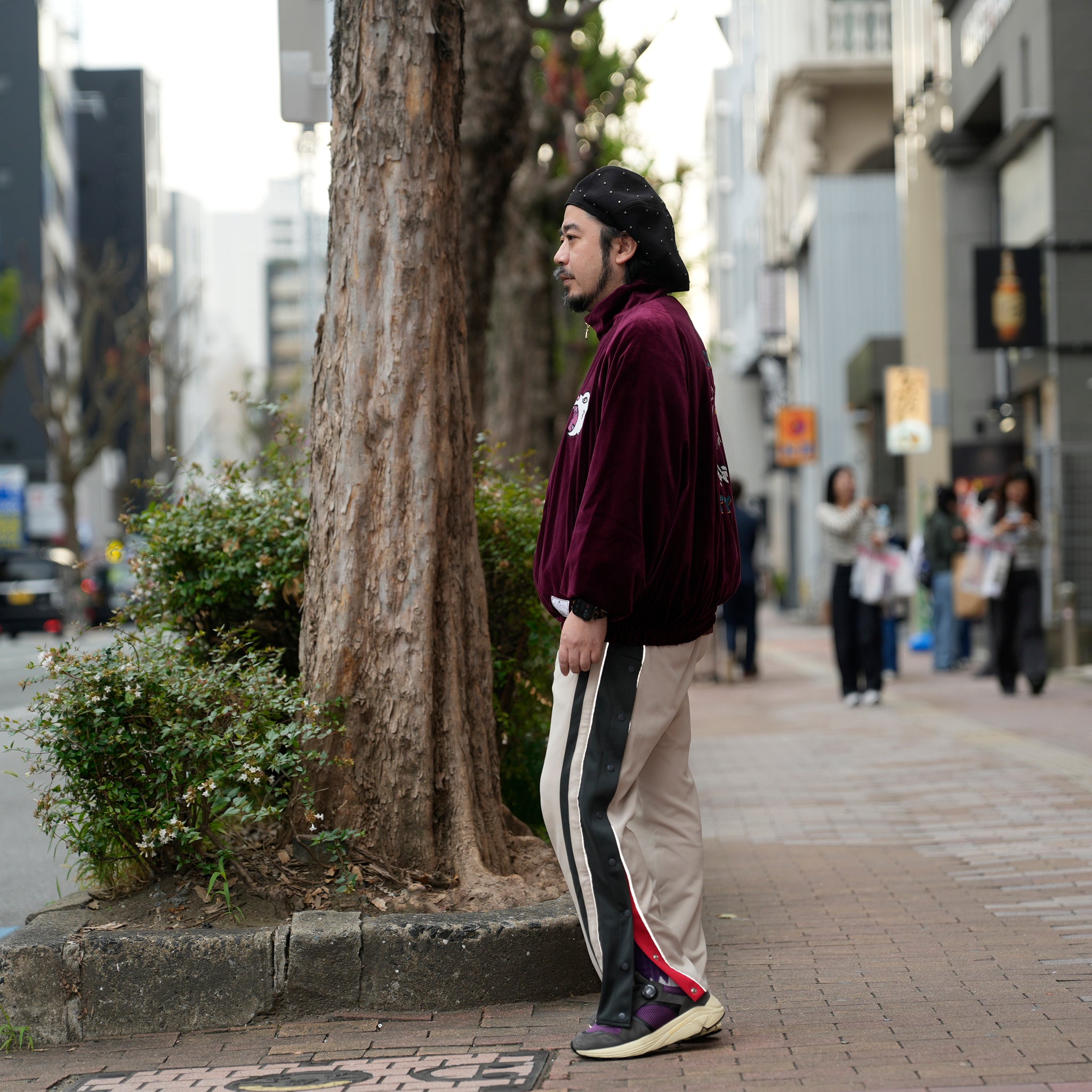 ef404-08 | Suka velour high neck jacket | Color:Wine/Green【EFFECTEN_エフェクテン】