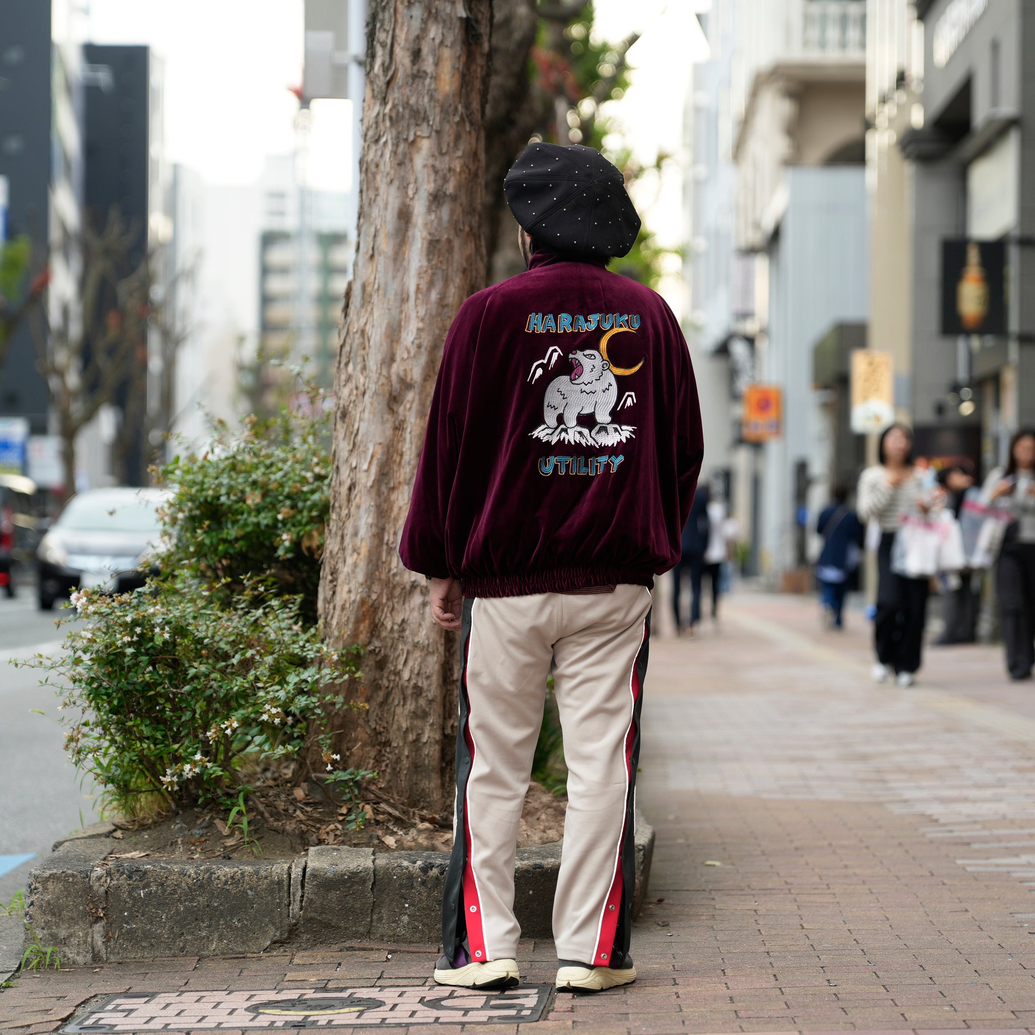 ef404-08 | Suka velour high neck jacket | Color:Wine/Green【EFFECTEN_エフェクテン】