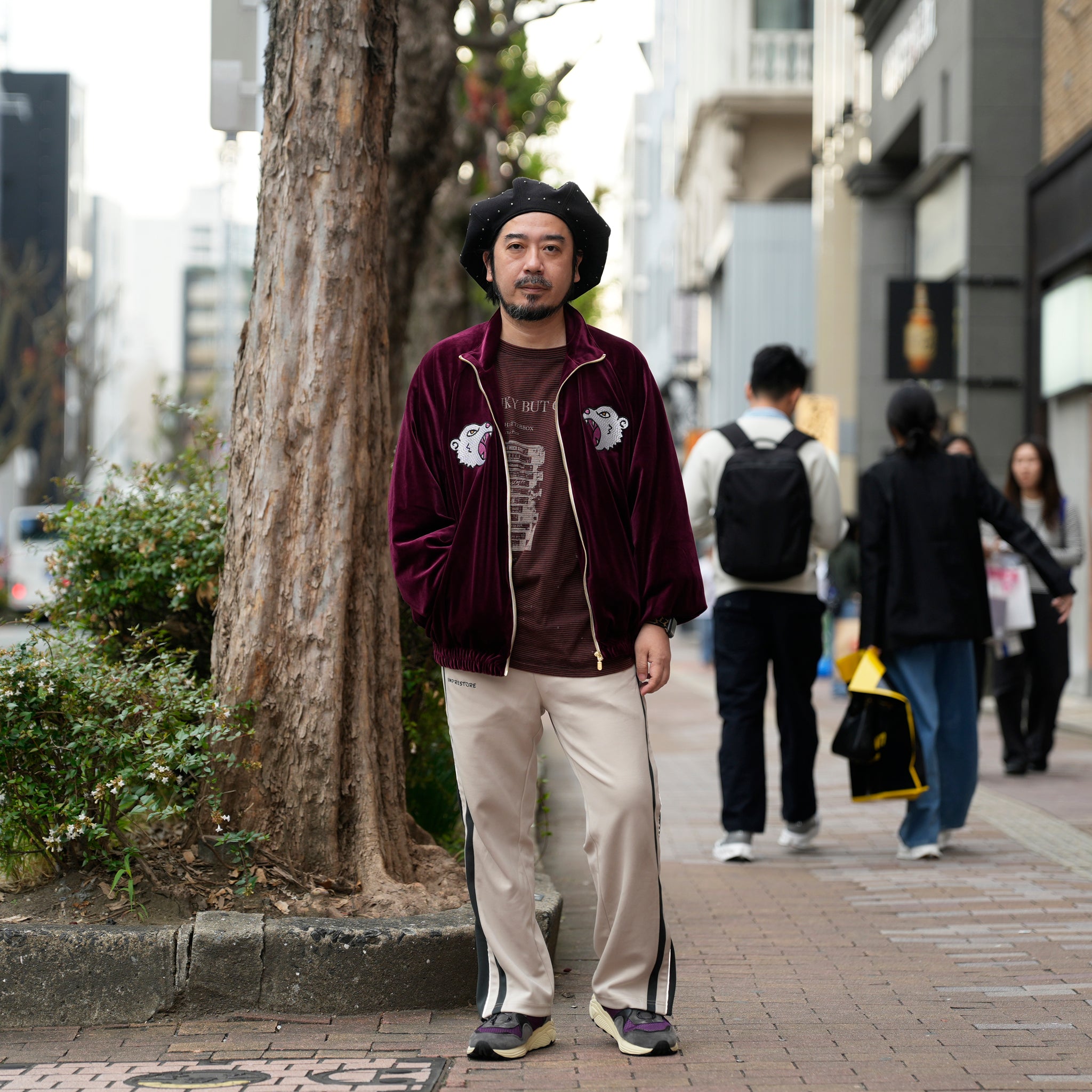 ef404-08 | Suka velour high neck jacket | Color:Wine/Green【EFFECTEN_エフェクテン】