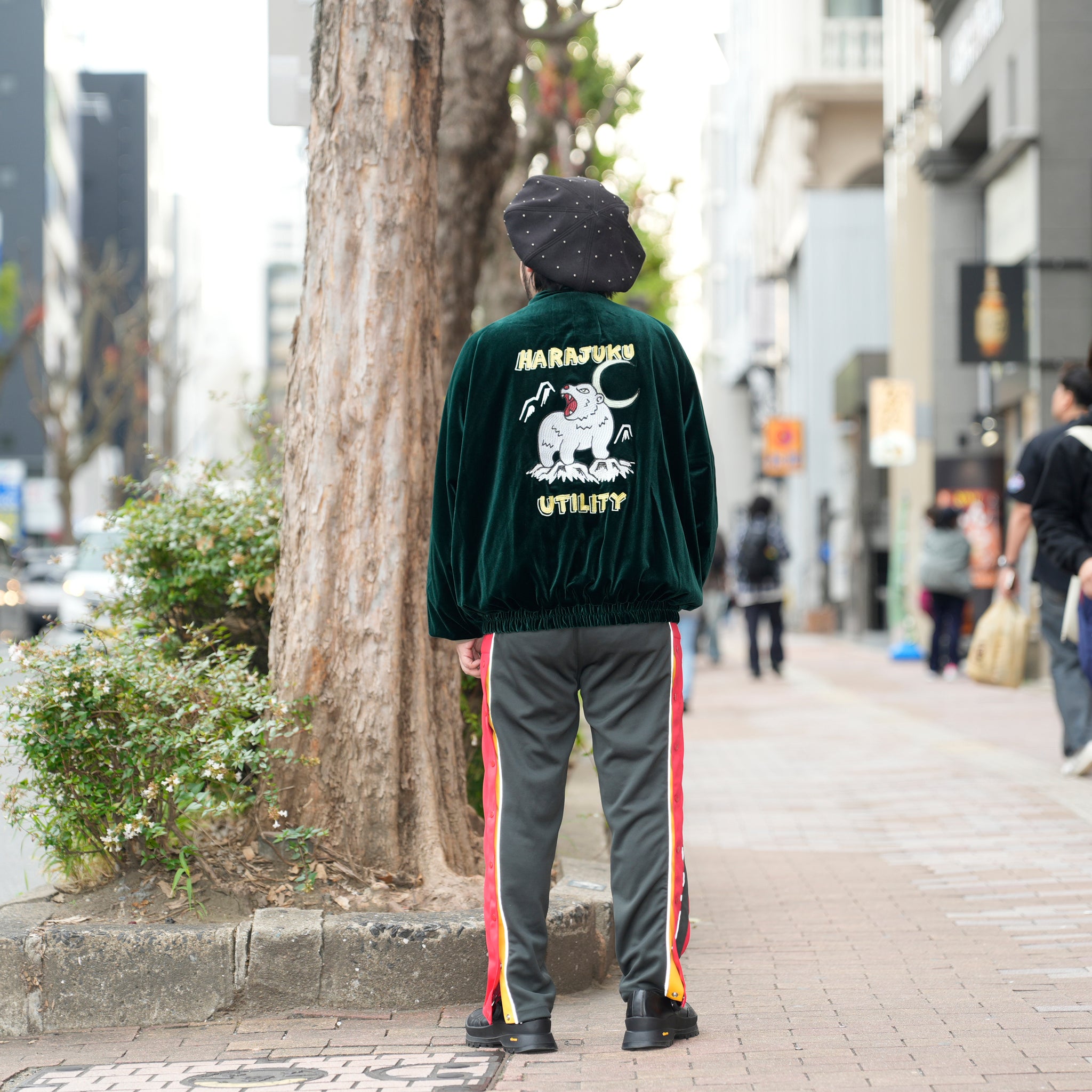 ef404-08 | Suka velour high neck jacket | Color:Wine/Green【EFFECTEN_エフェクテン】