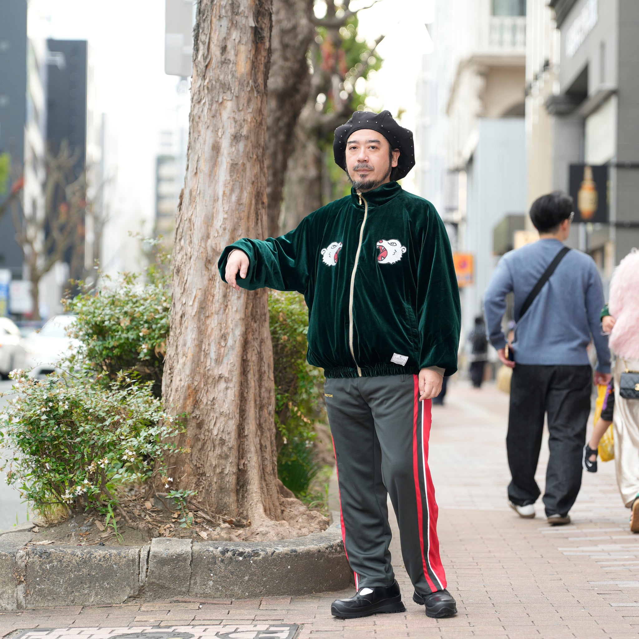 ef404-08 | Suka velour high neck jacket | Color:Wine/Green【EFFECTEN_エフェクテン】